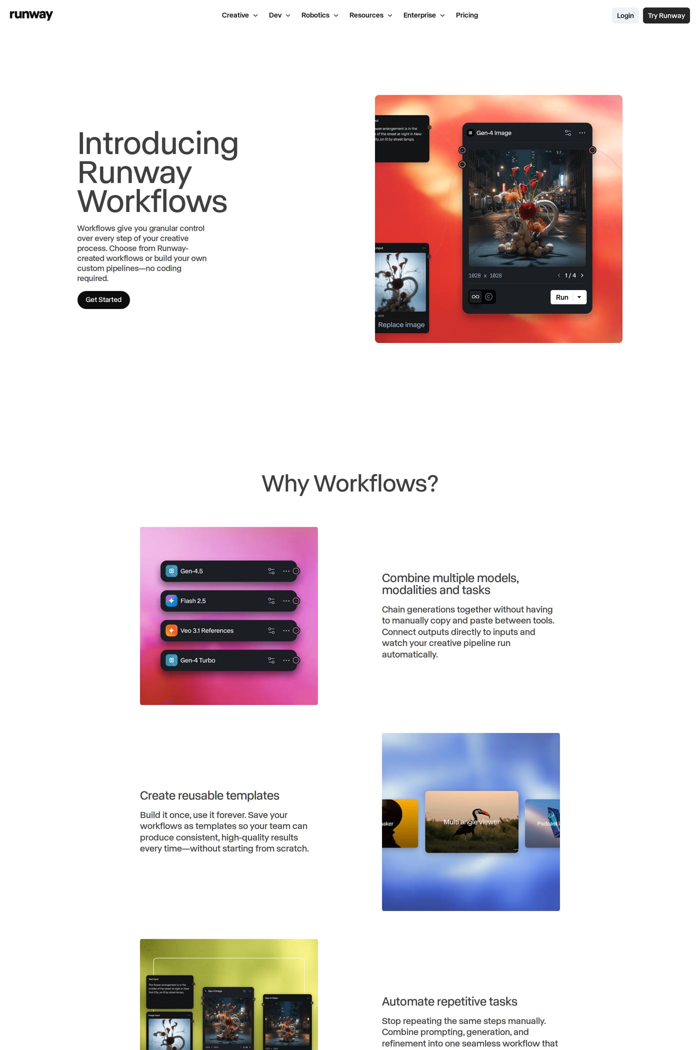 Runway — screenshot of the work page