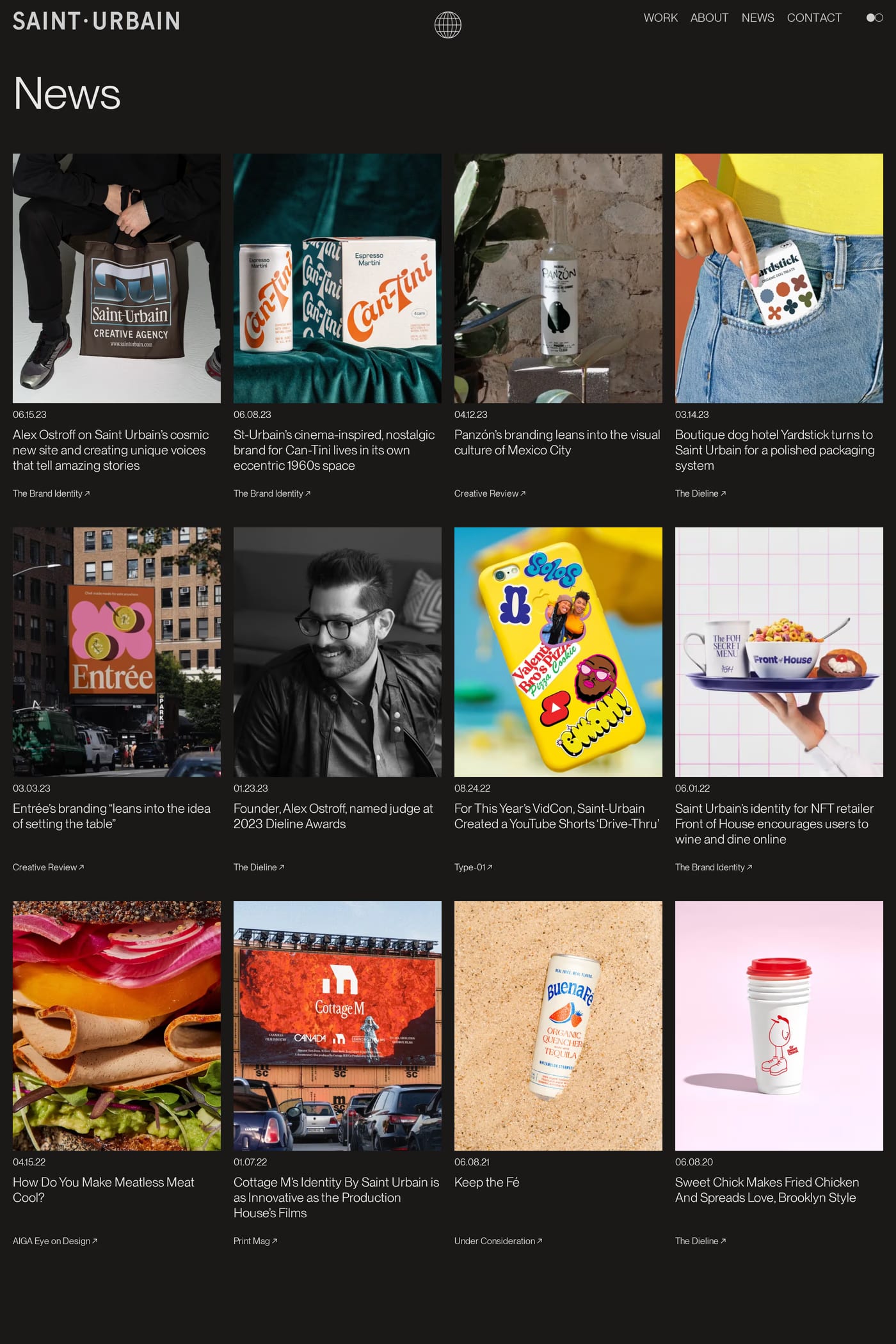 Saint Urbain — screenshot of the blog page