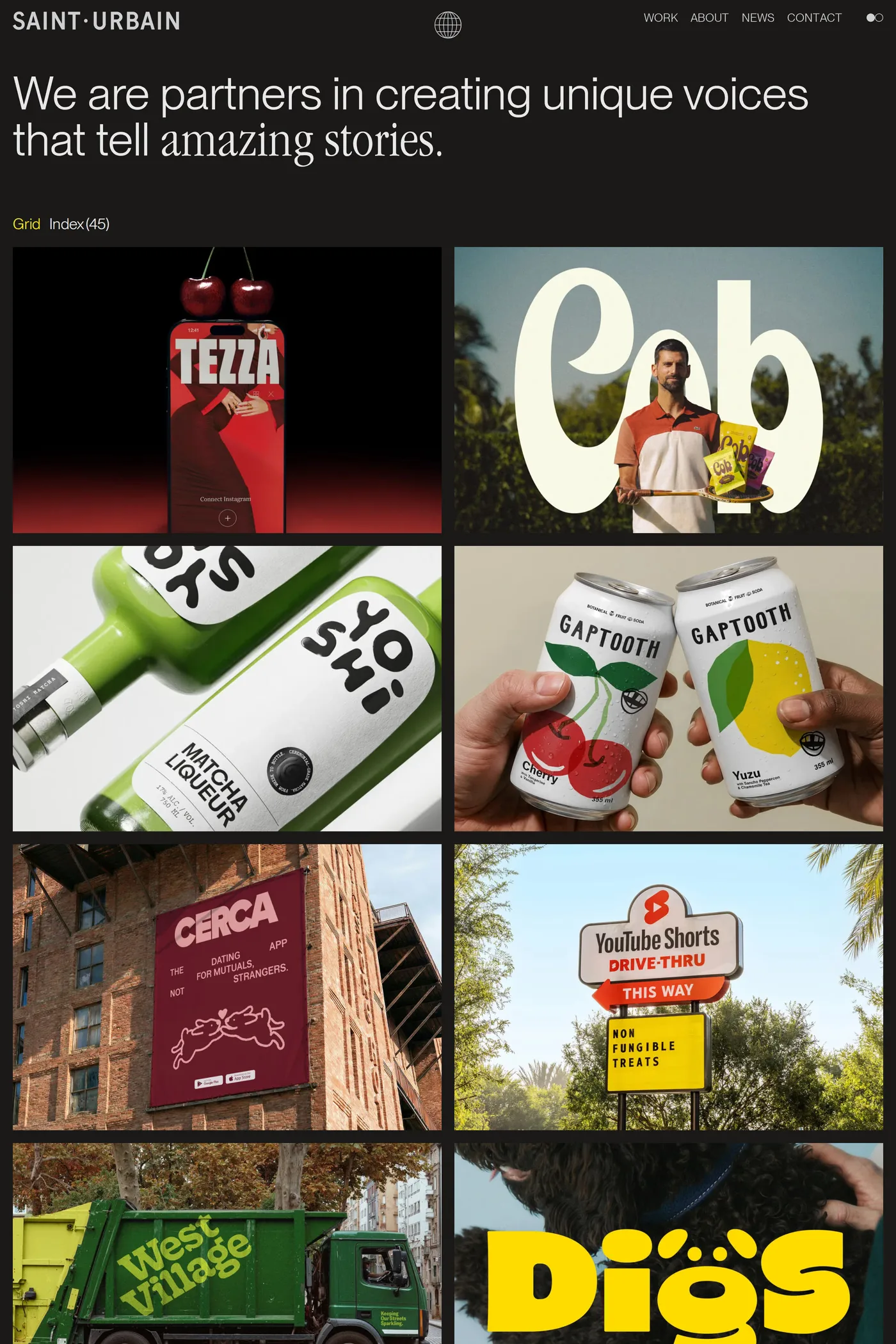 Saint Urbain — screenshot of the work page