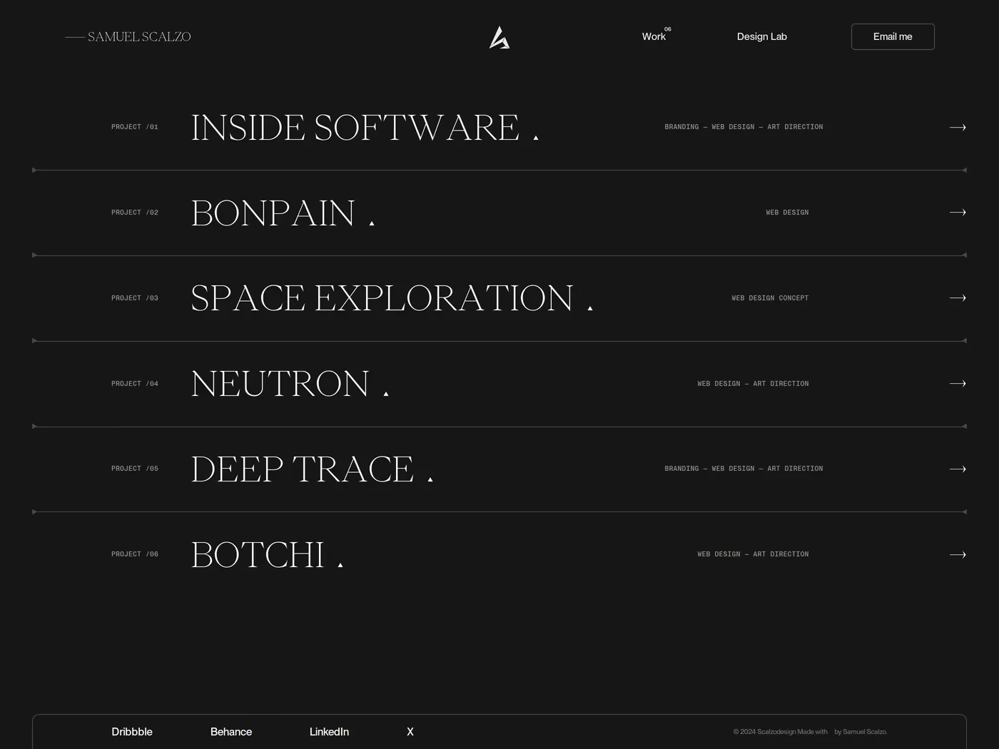 Samuel Scalzo — screenshot of the work page