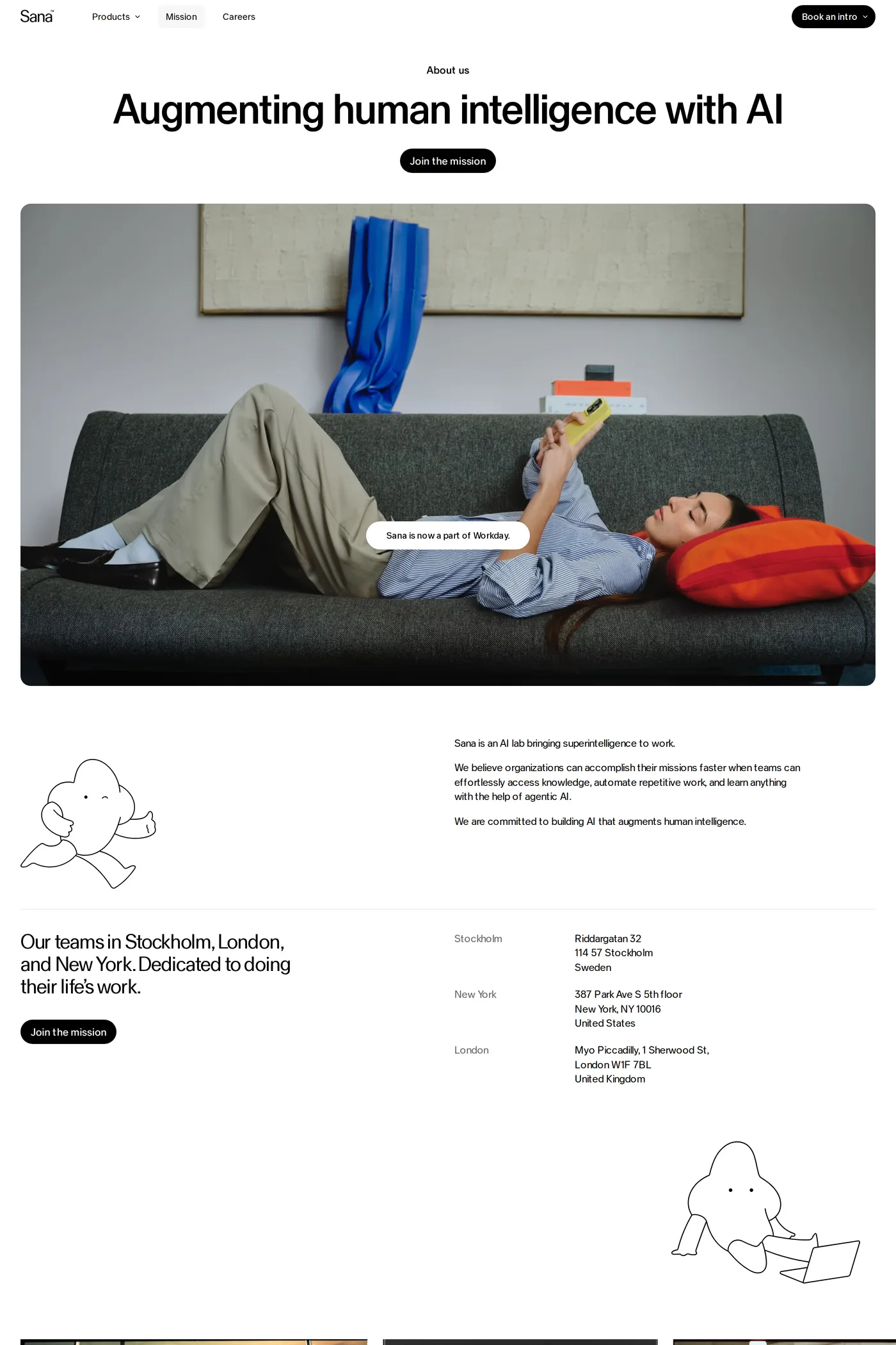 Sana — screenshot of the about page