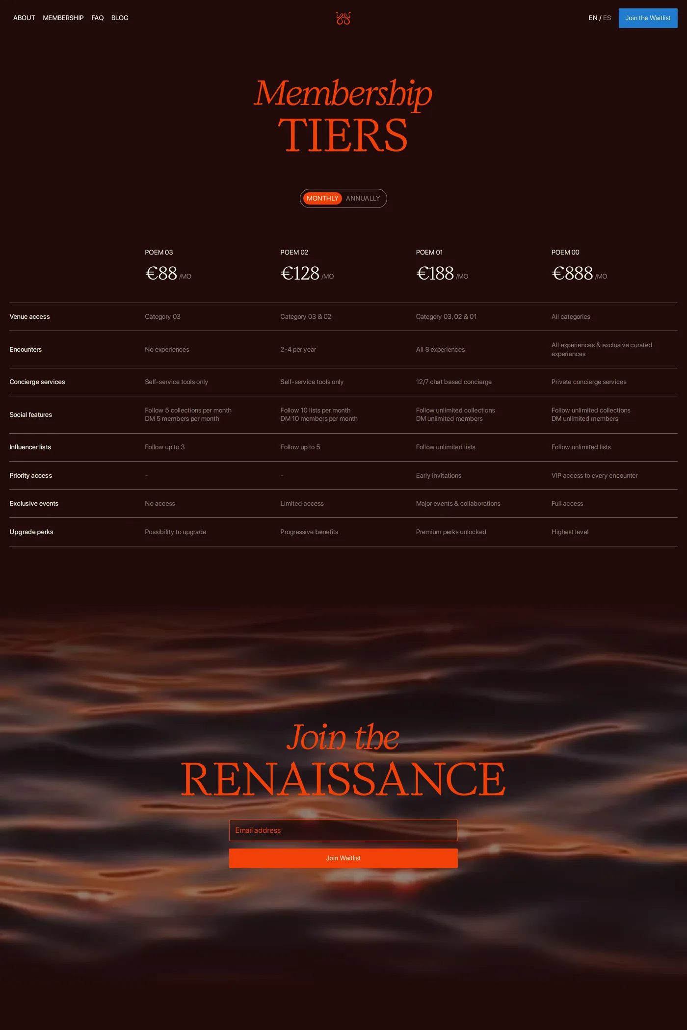 Satius — screenshot of the pricing page