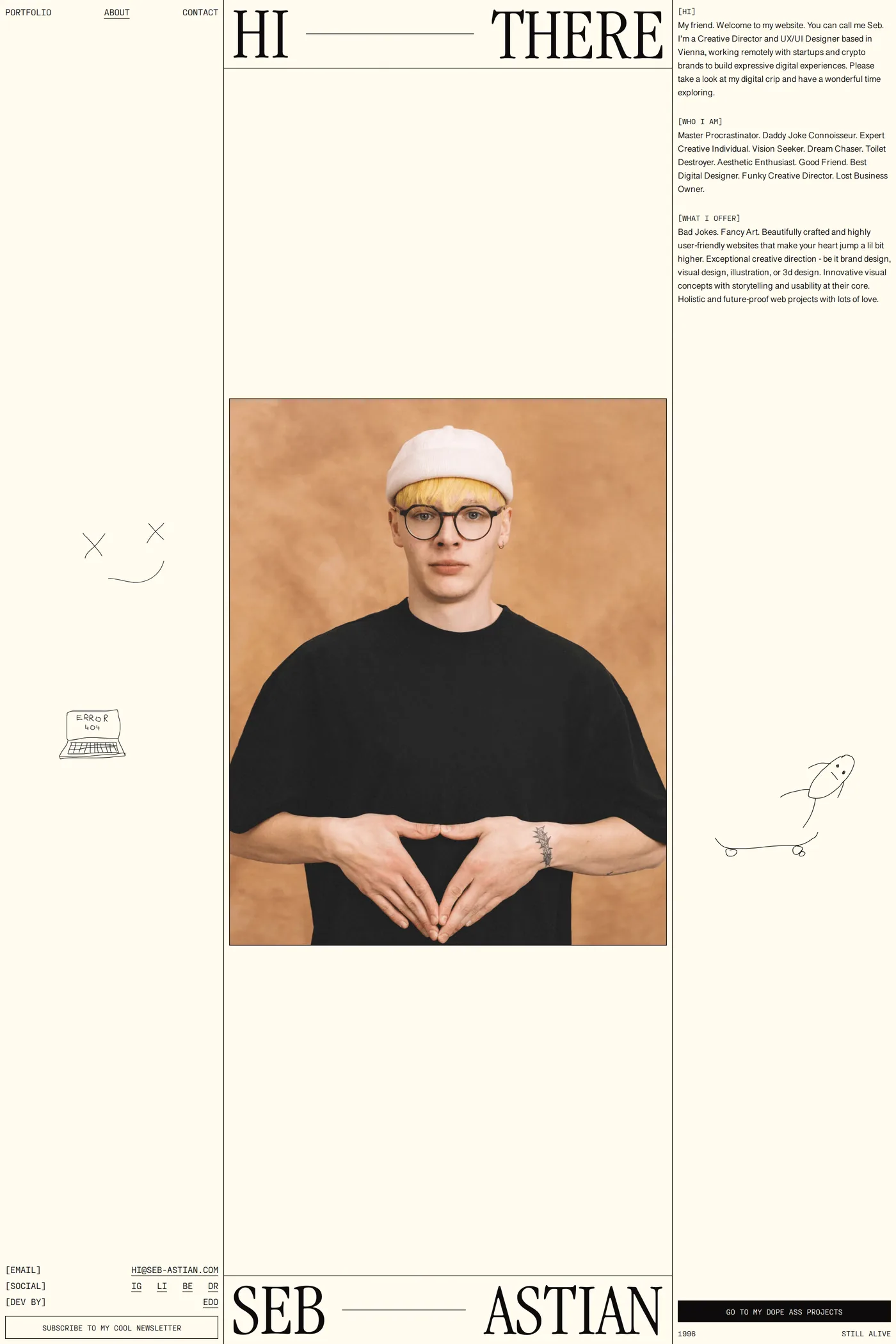 Seb-astian — screenshot of the about page