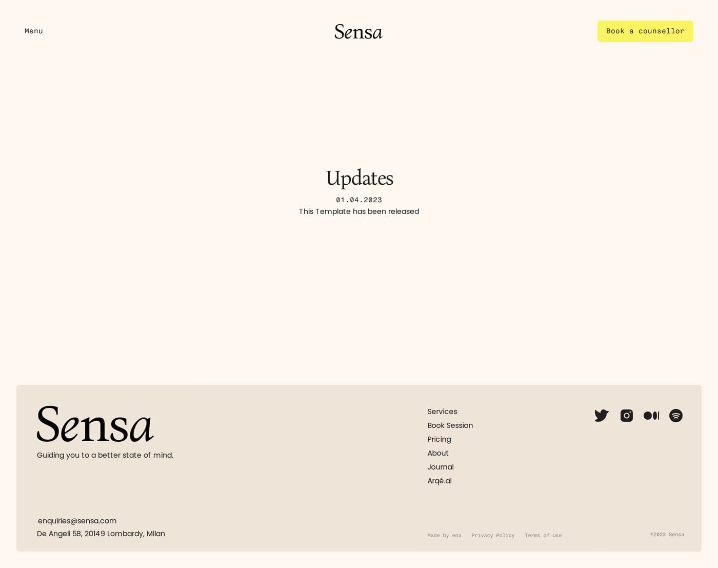 Sensa changelog page