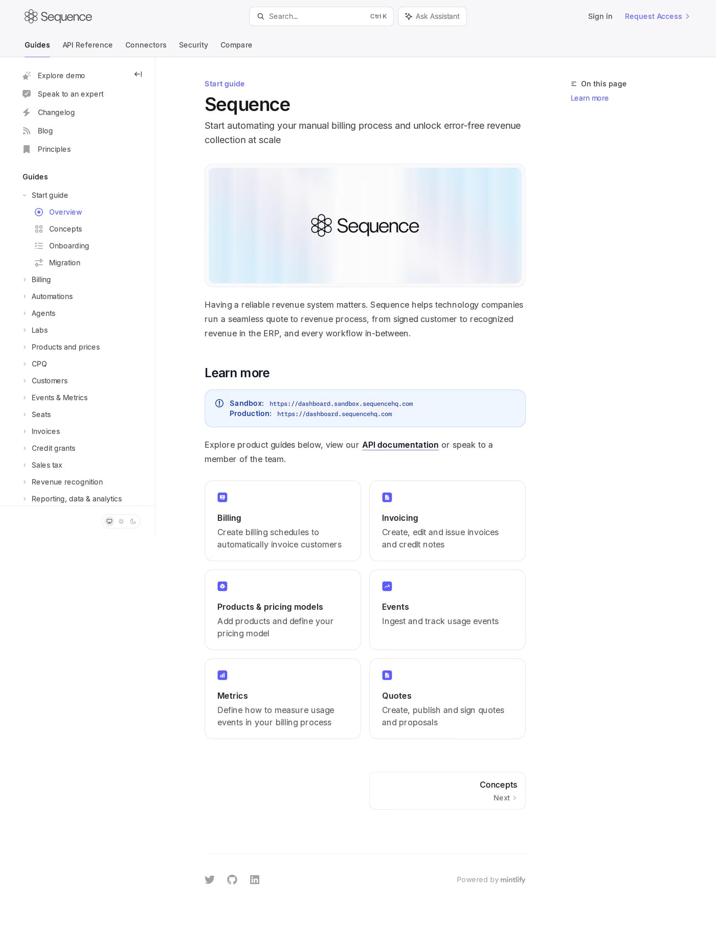 Sequence docs page