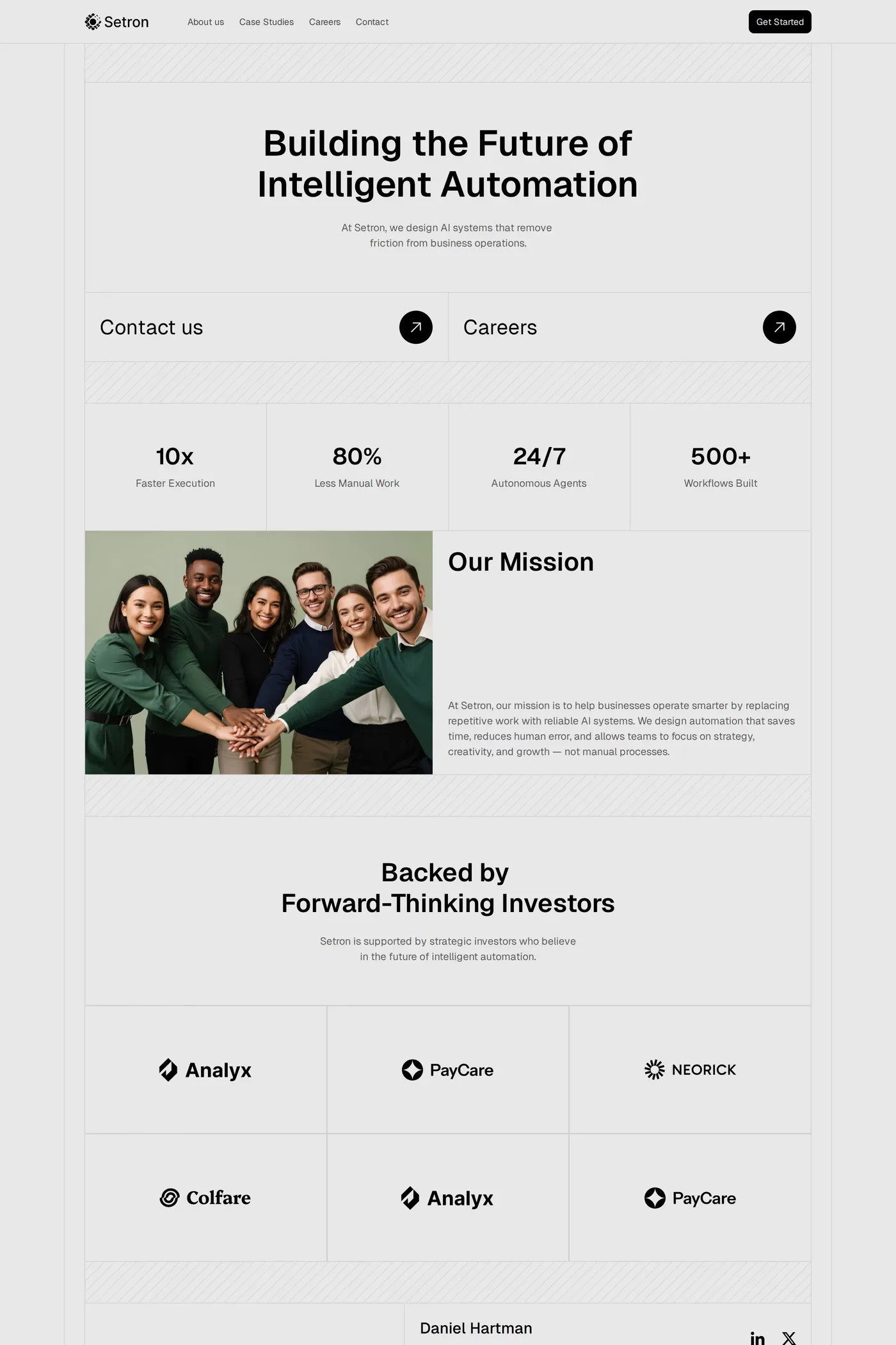 Setron — screenshot of the about page
