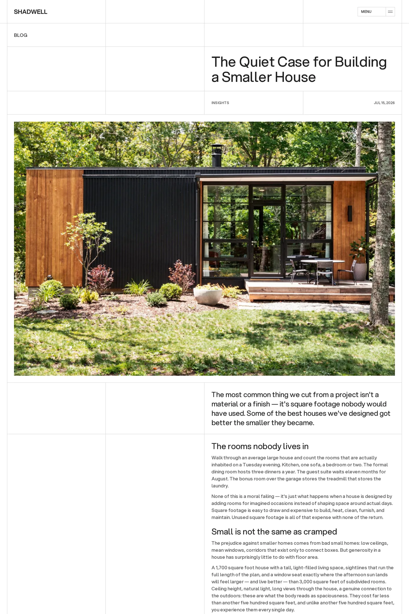 Shadwell — screenshot of the blog page