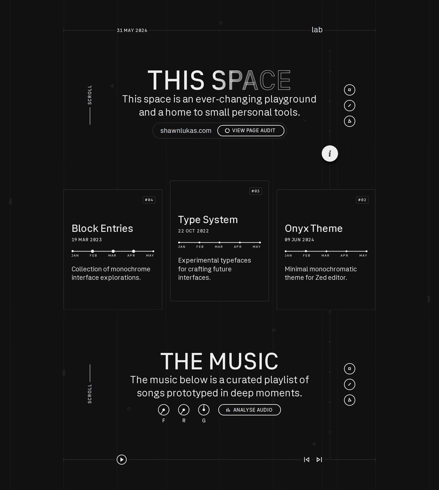 Shawn Lukas — screenshot of the features page
