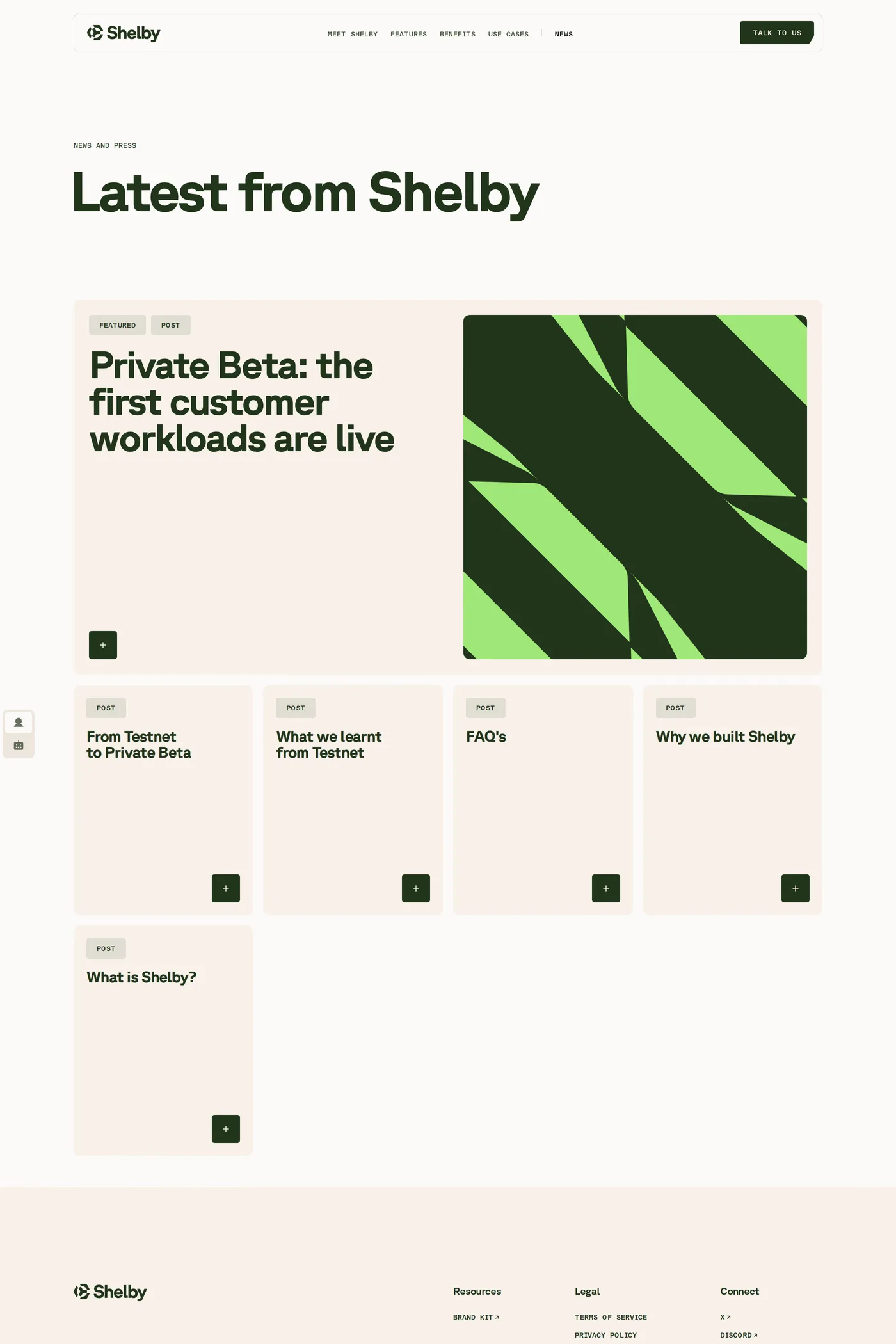 Shelby — screenshot of the blog page