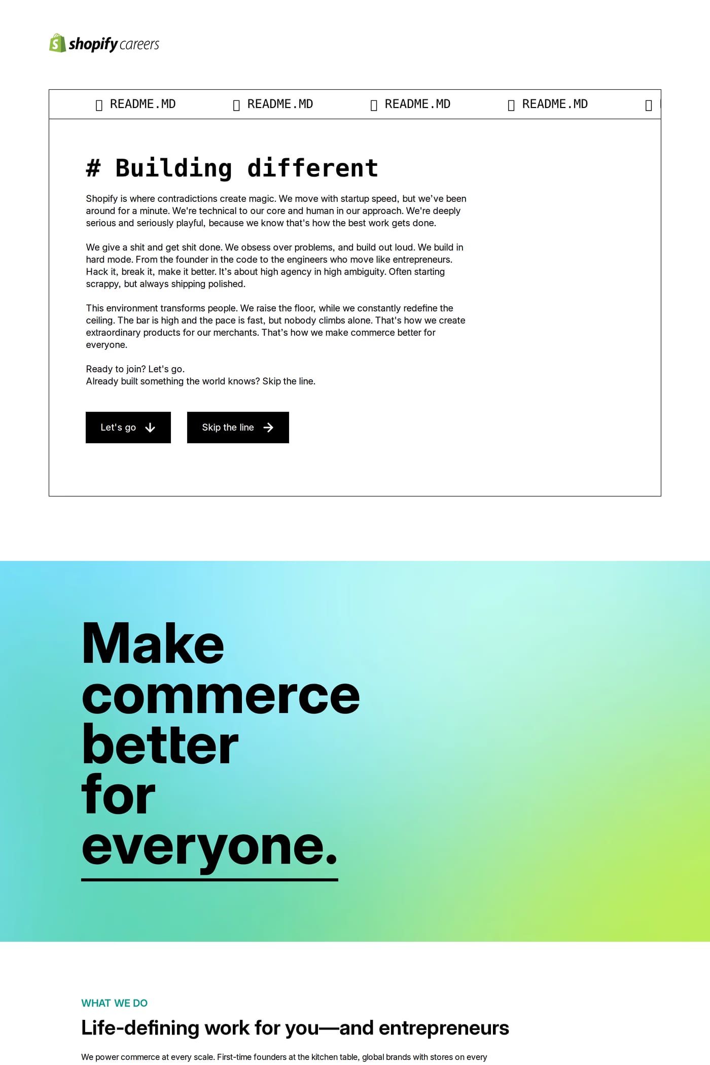 Shopify Editions careers page