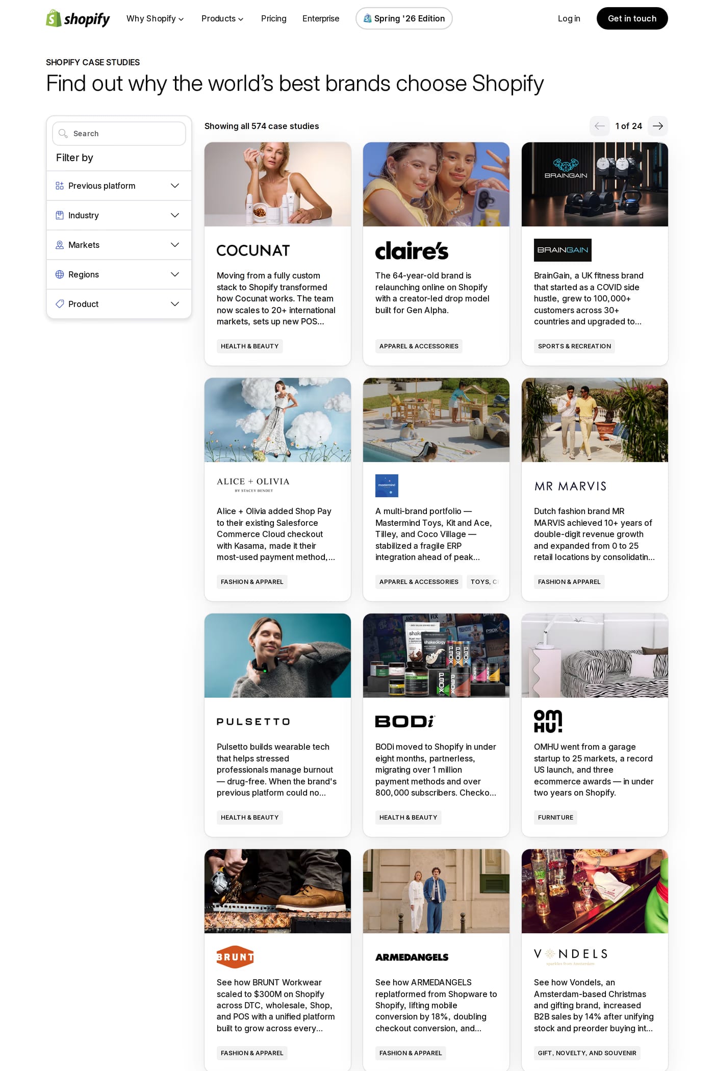 Shopify Editions case studies page