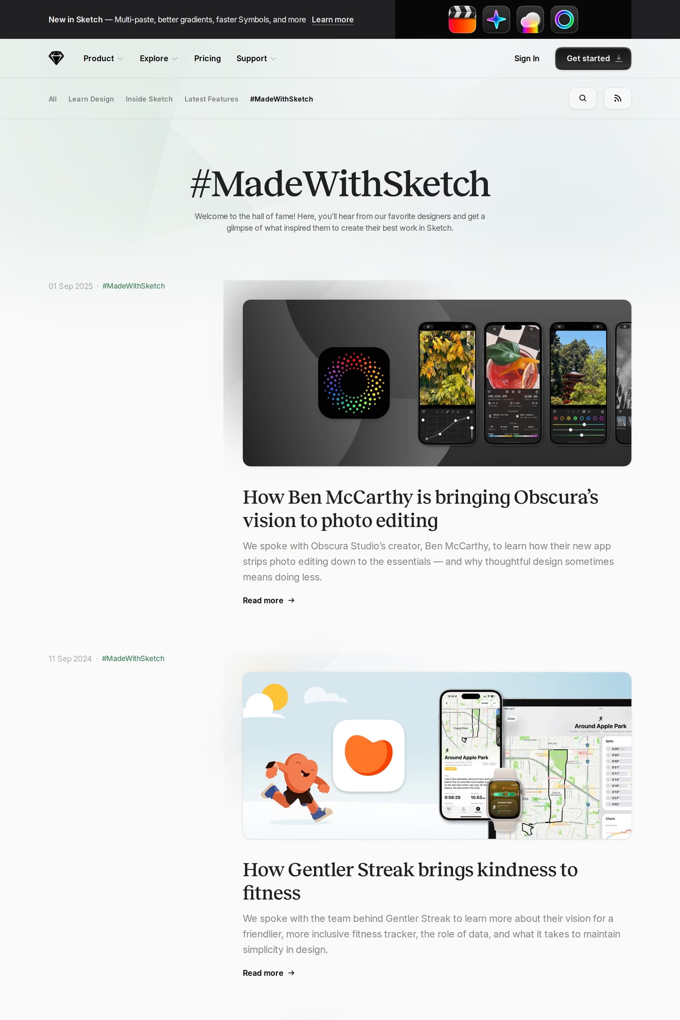 Sketch blog page