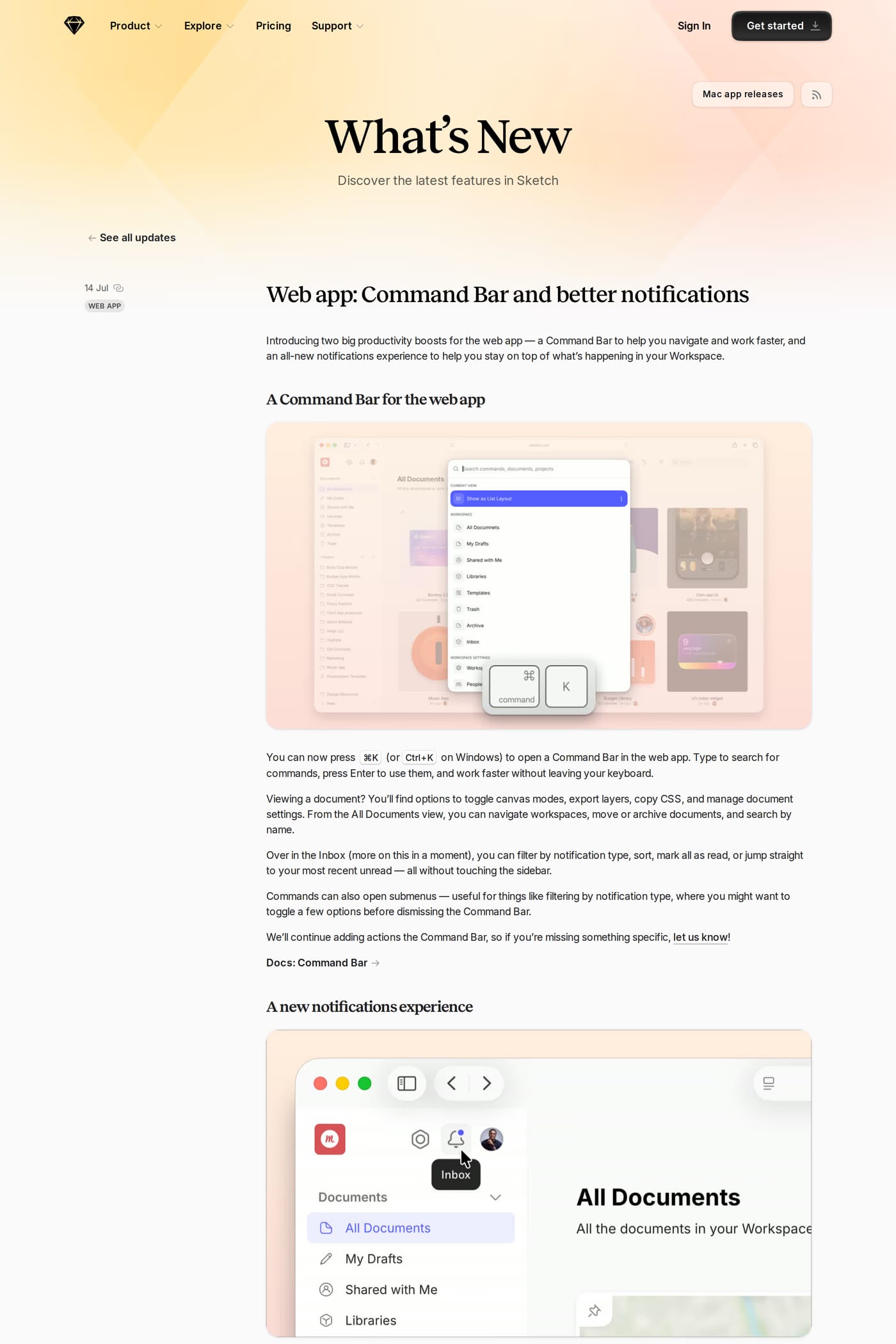 Sketch changelog page