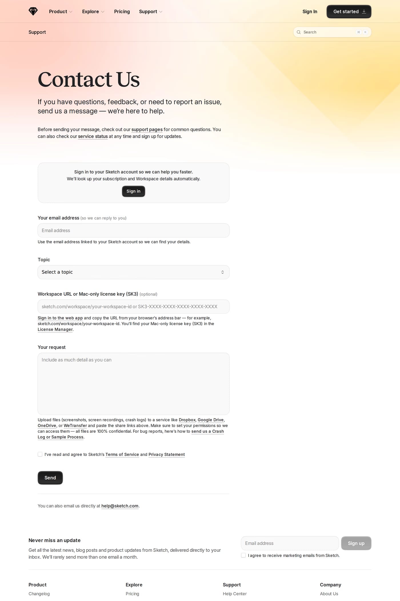 Sketch contact page