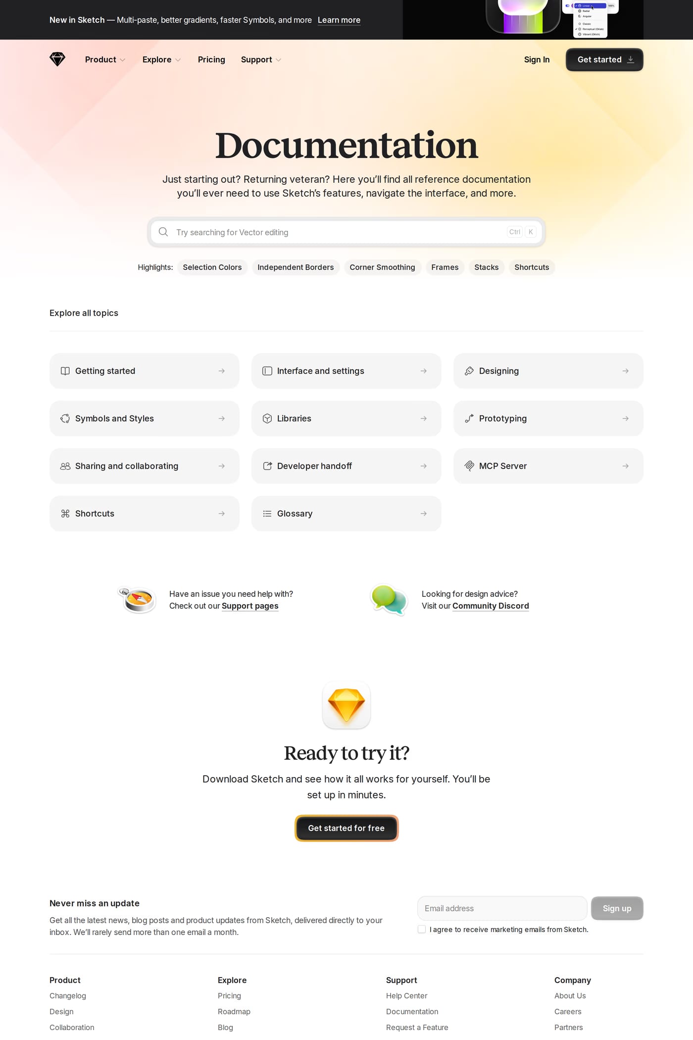 Sketch docs page