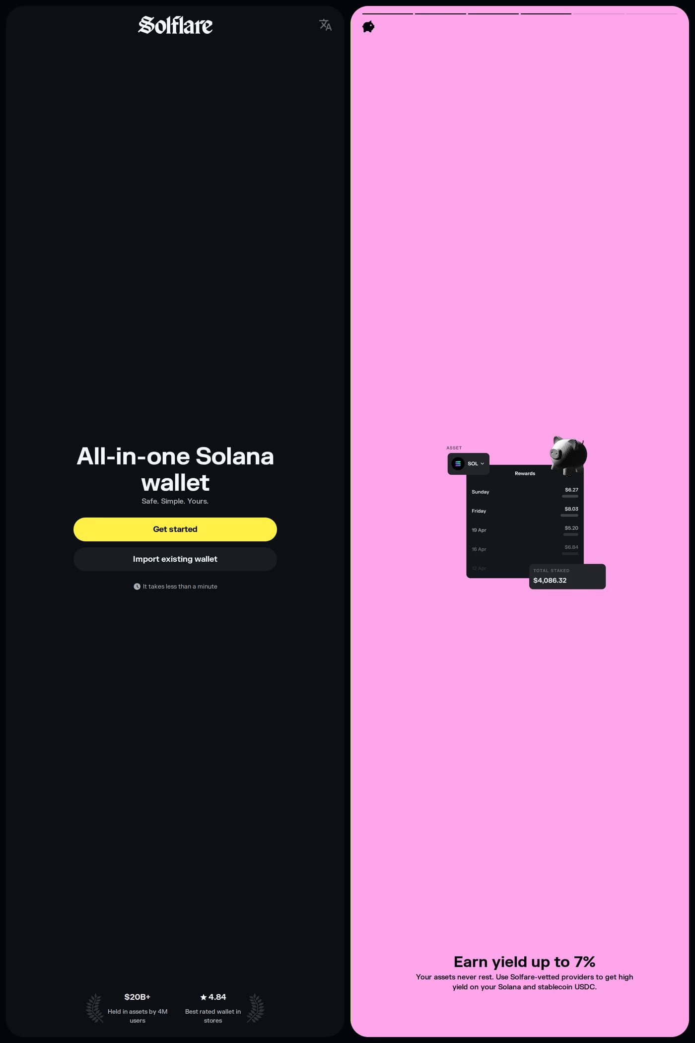 Solflare sign up page