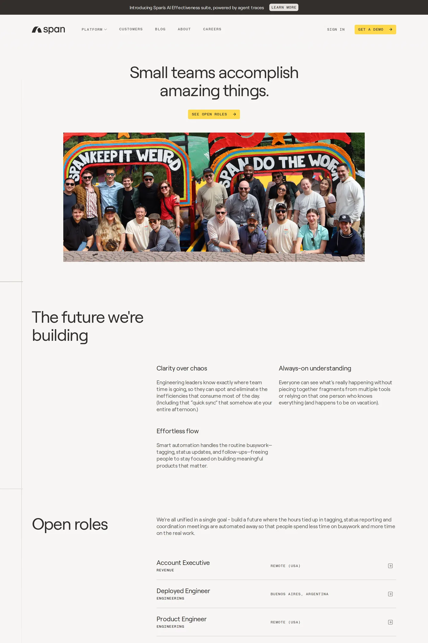 Span — screenshot of the careers page