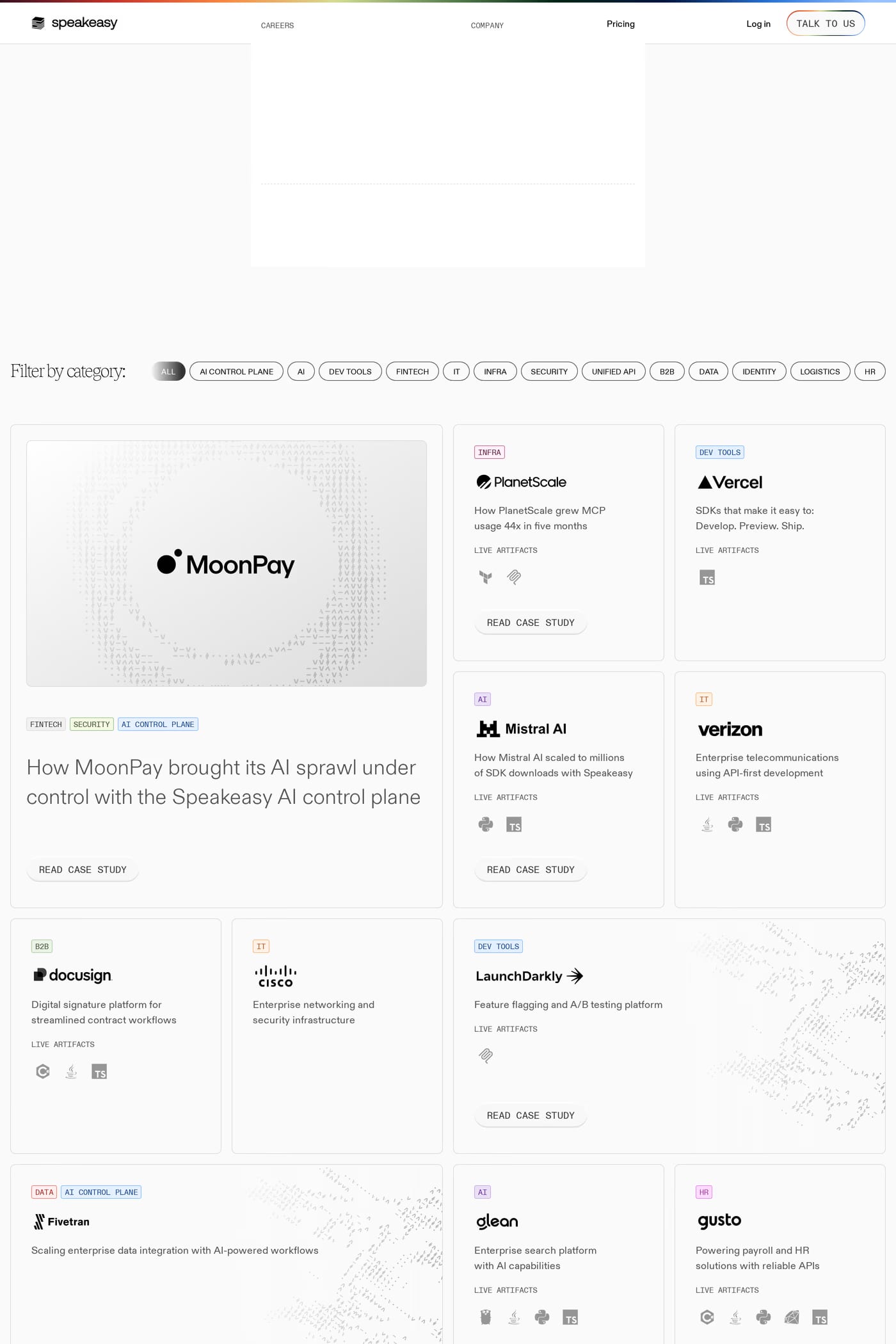 Speakeasy case studies page
