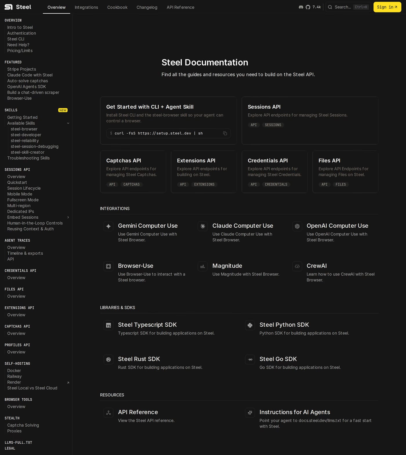 Steel docs page