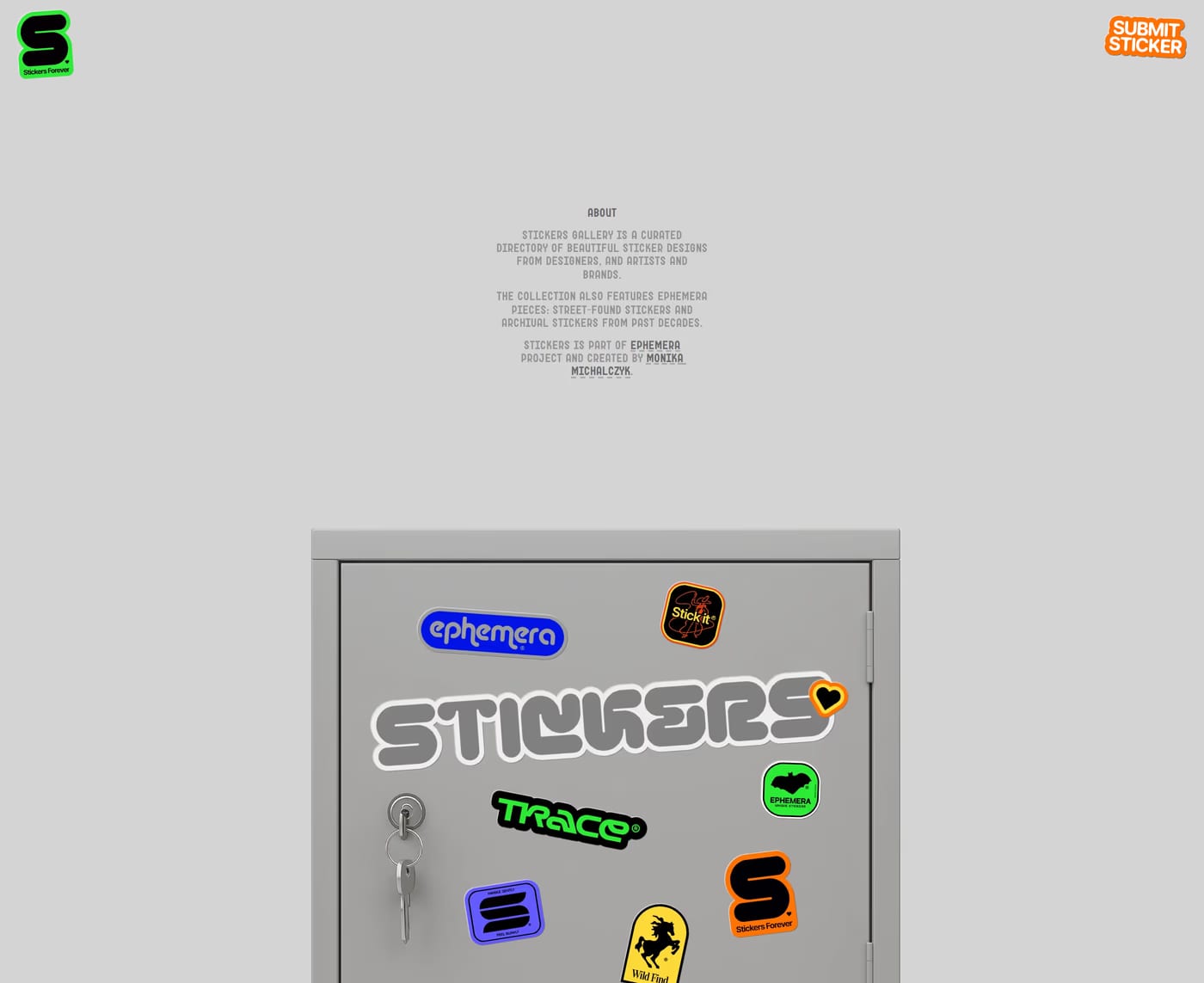 Stickers Gallery — screenshot of the about page
