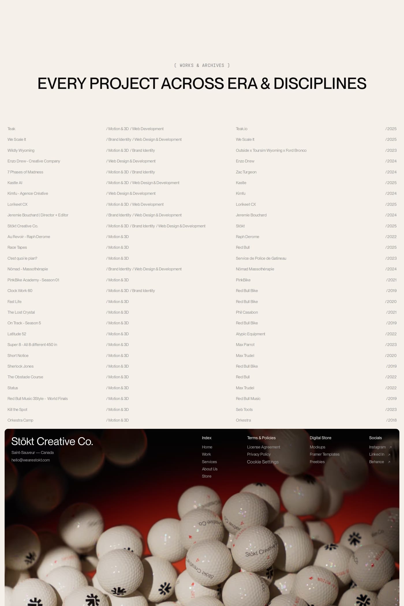 Stōkt Creative Co. work page