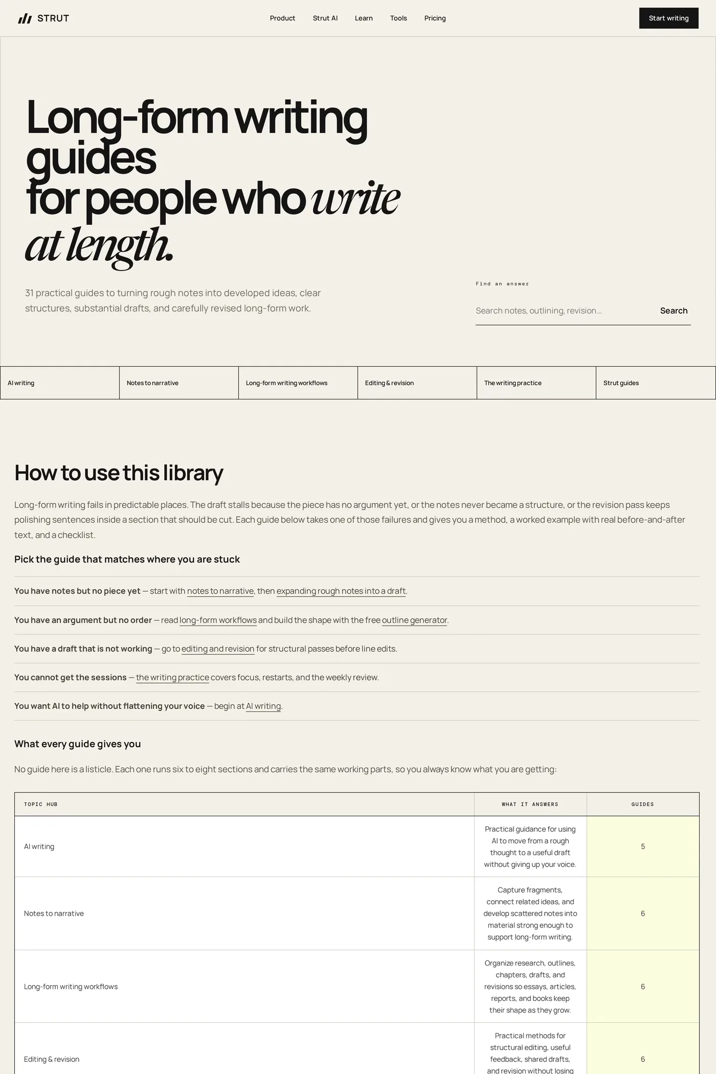 Strut — screenshot of the docs page