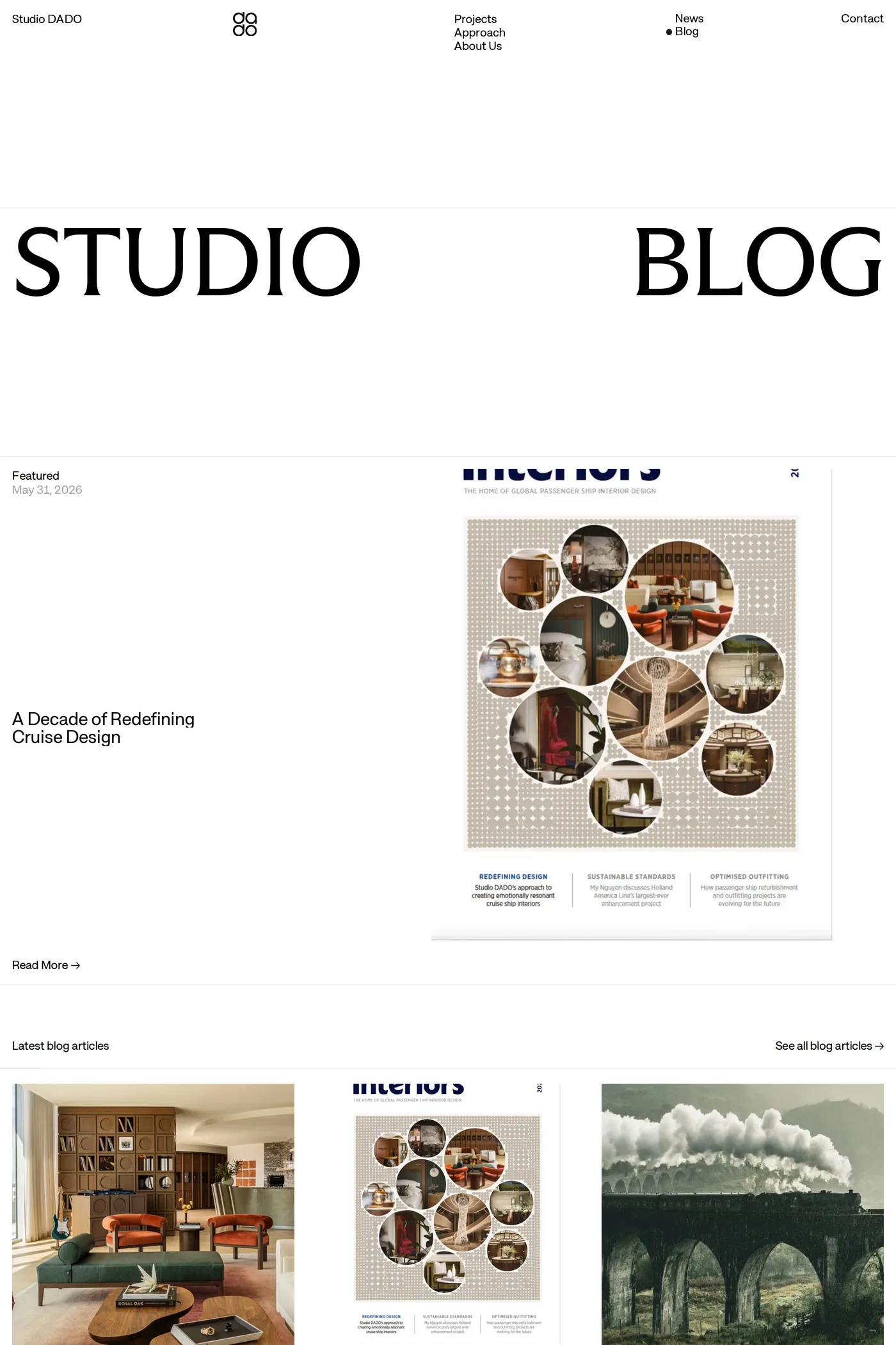 Studio Dado — screenshot of the blog page