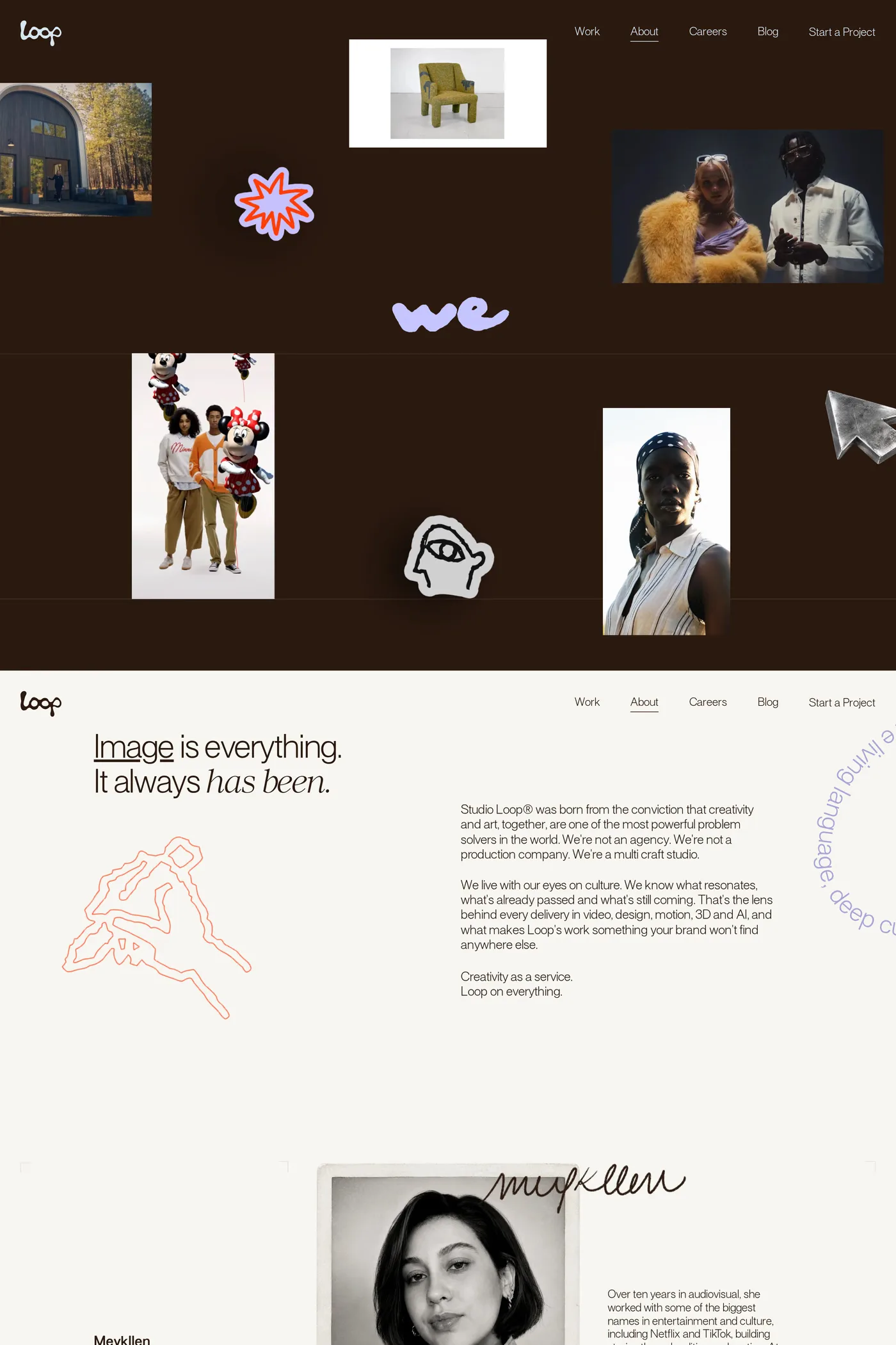 Studio Loop — screenshot of the about page