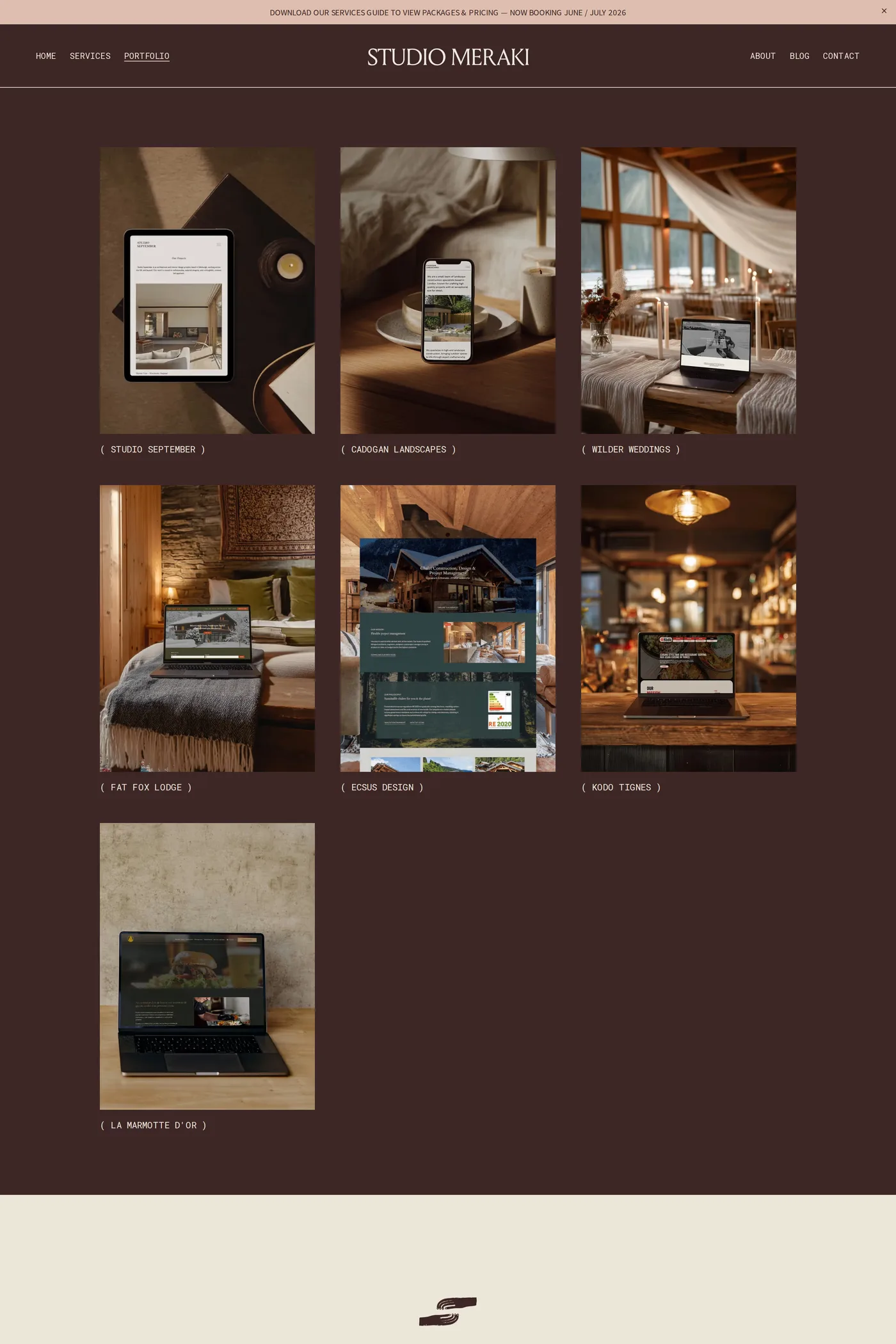 Studio Meraki — screenshot of the work page