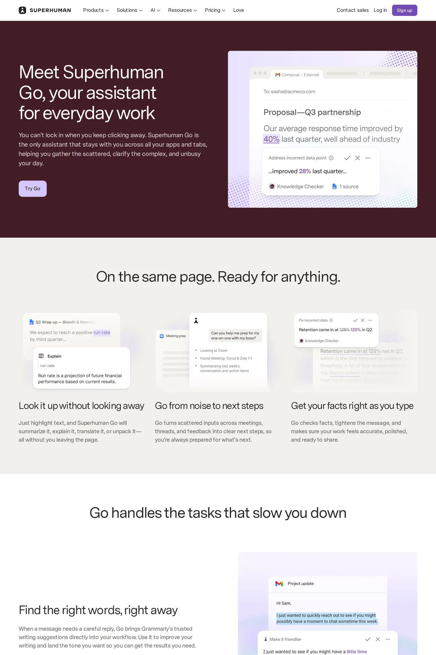 Superhuman — screenshot of the work page