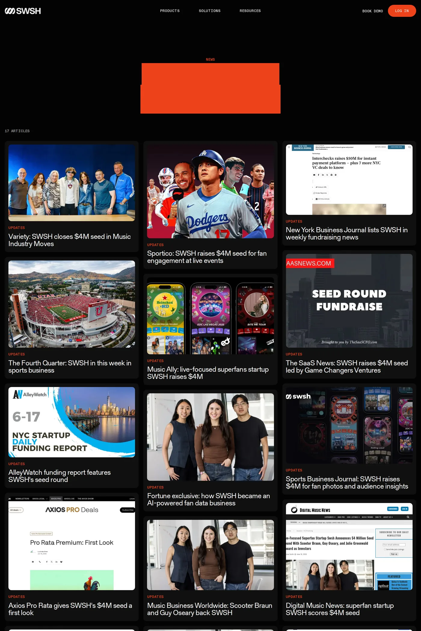 SWSH — screenshot of the blog page