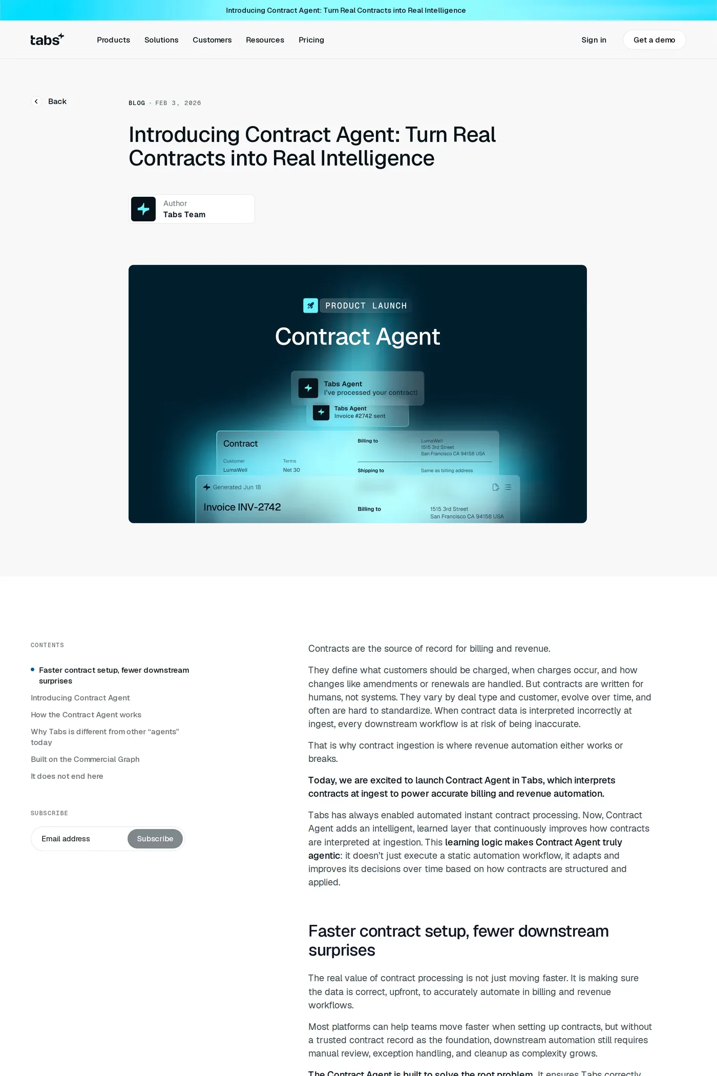 Tabs — screenshot of the blog page