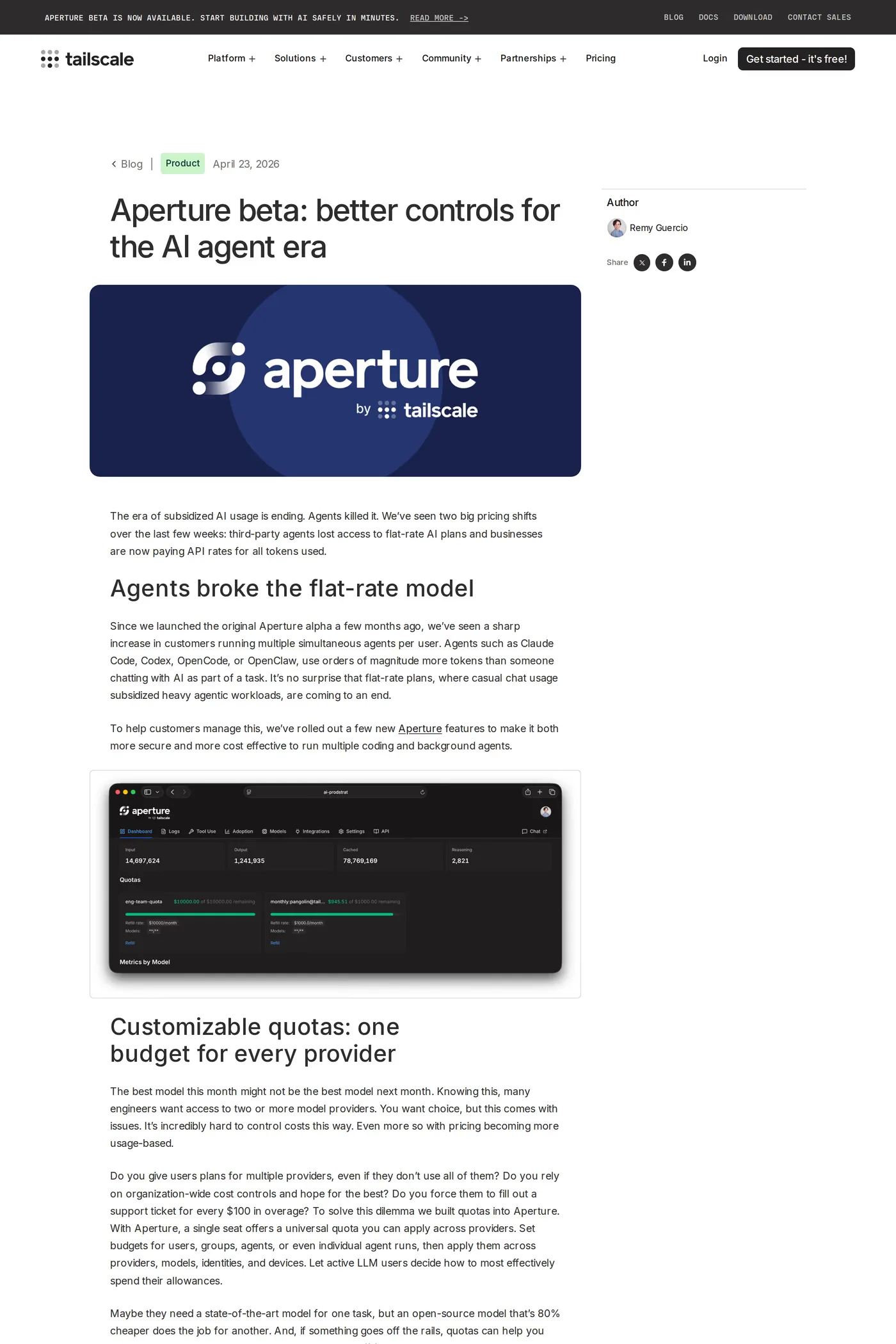 Tailscale — screenshot of the blog page