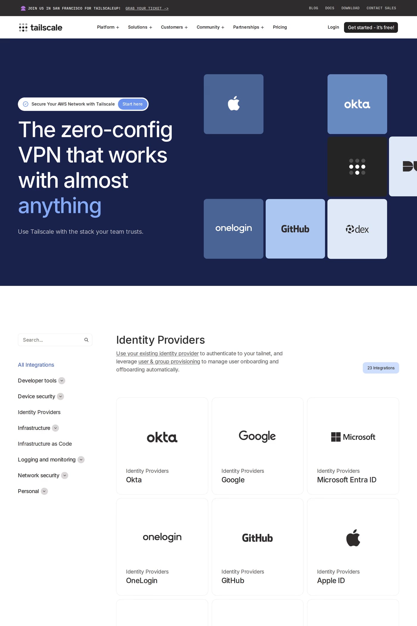 Tailscale integrations page