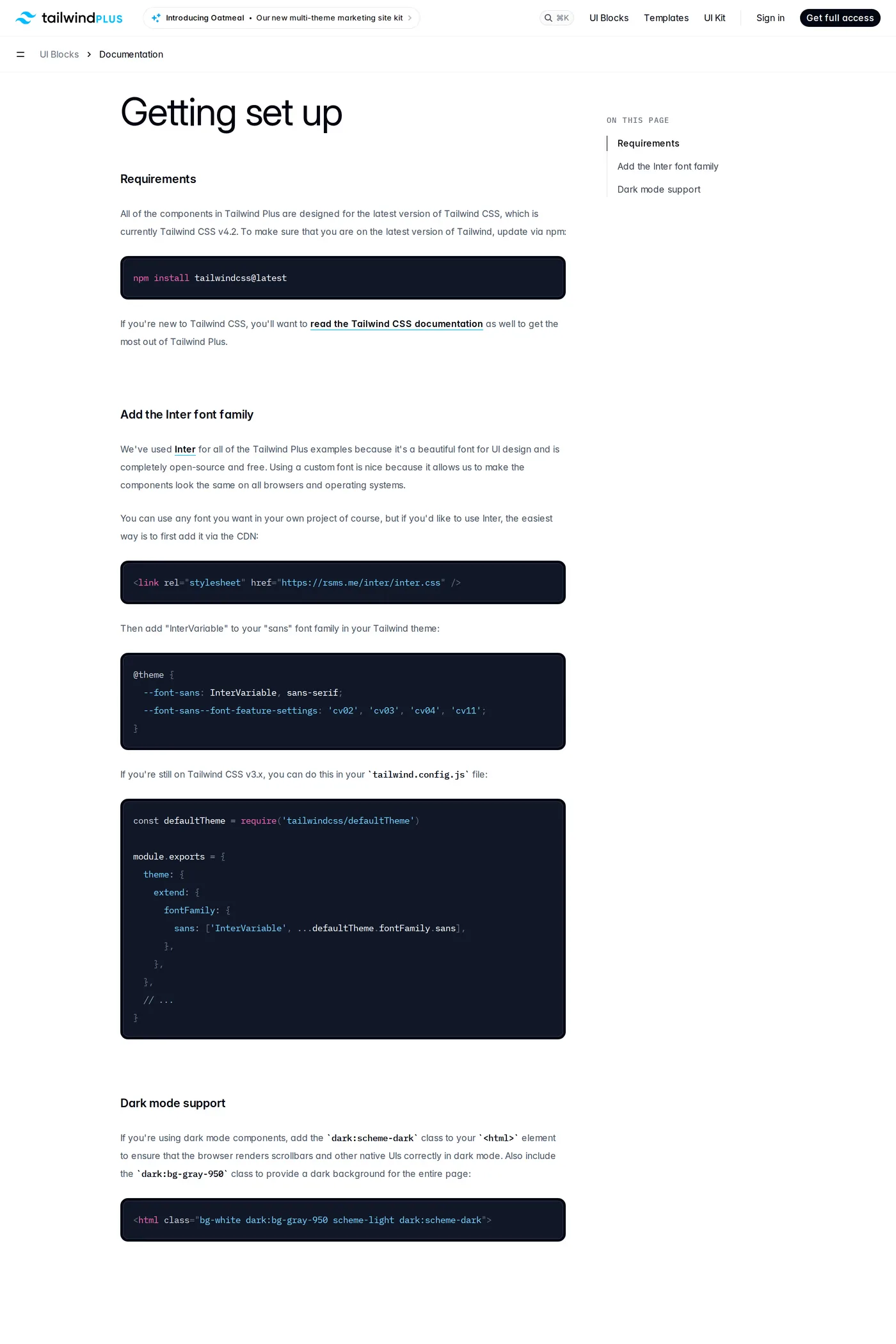 Tailwind UI — screenshot of the docs page