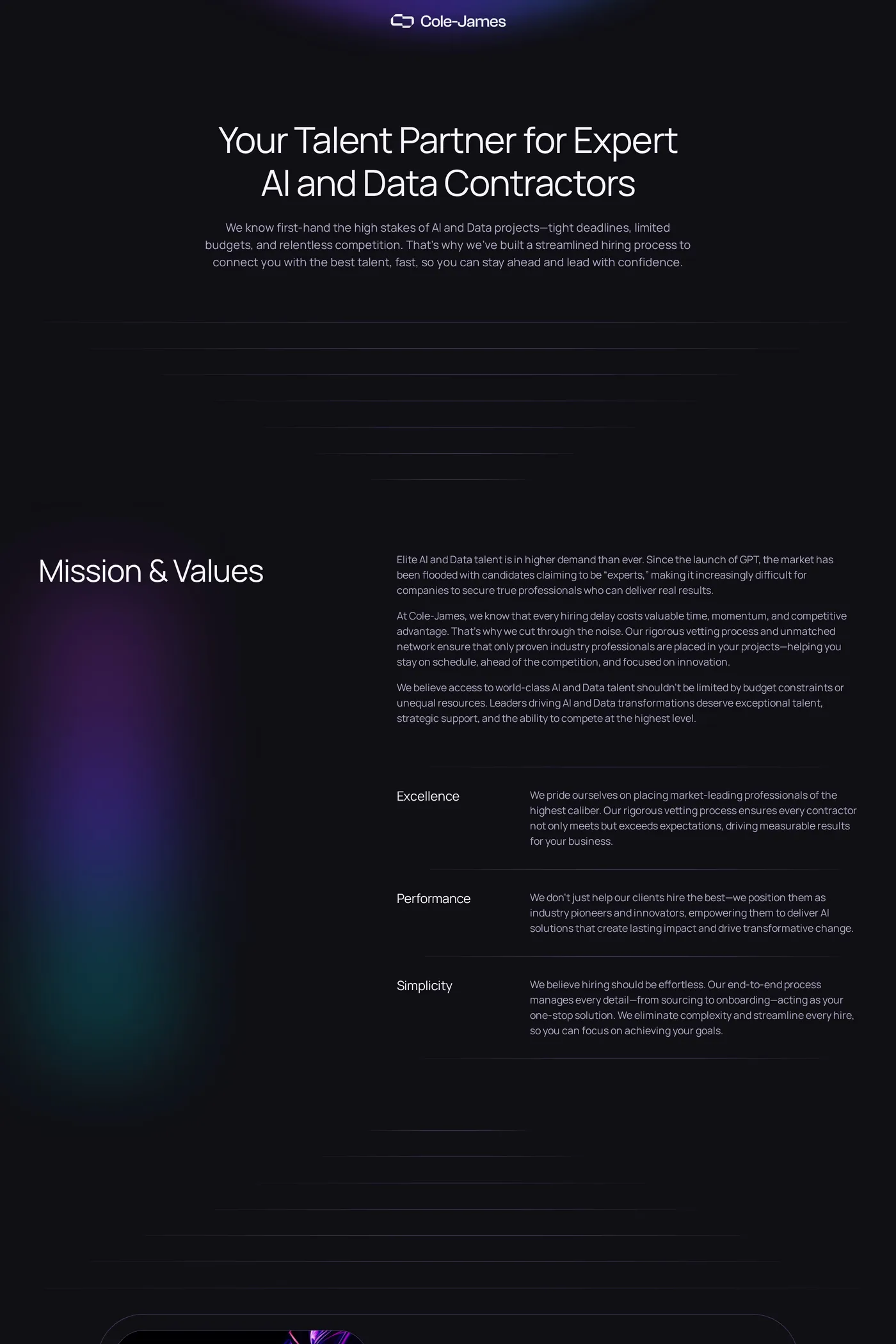 Talent Solutions — screenshot of the about page