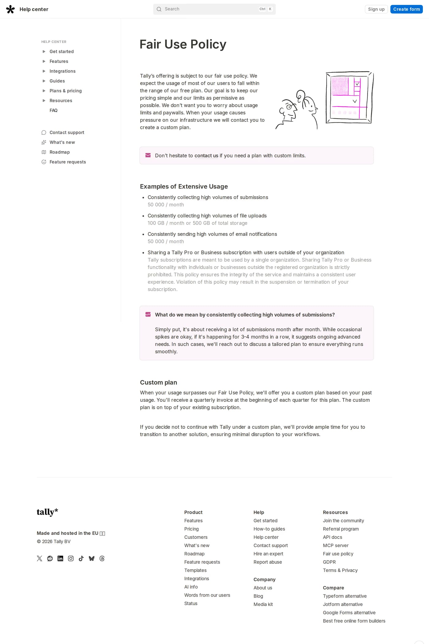 Tally docs page