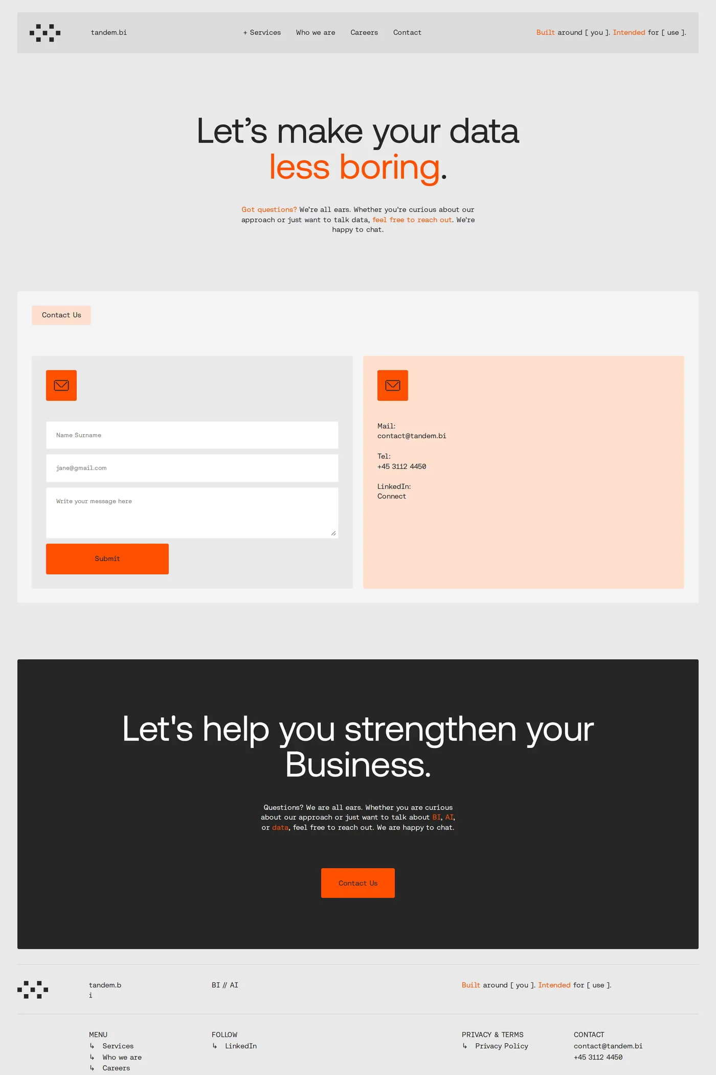 Tandem.bi — screenshot of the contact page