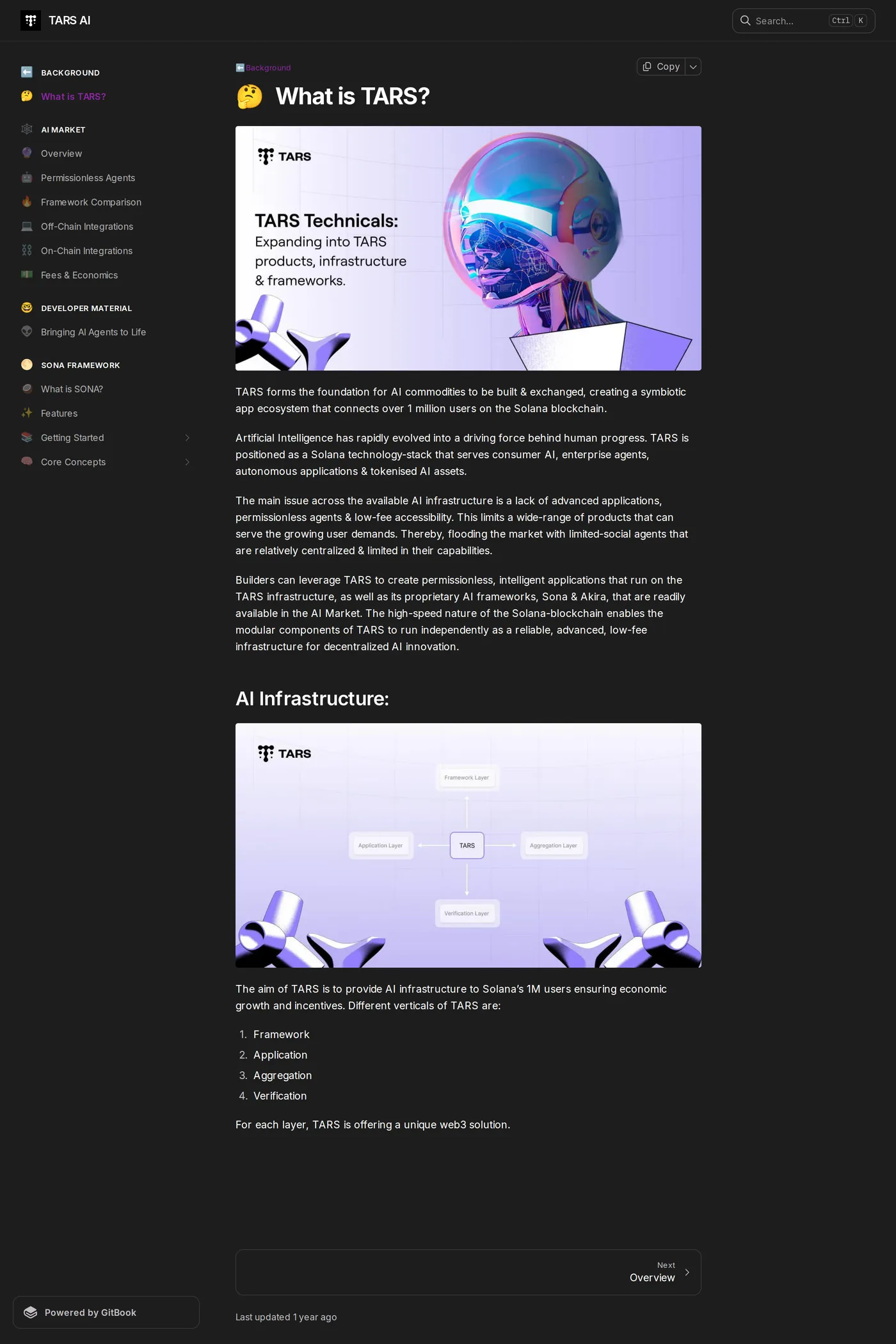 Tars — screenshot of the docs page