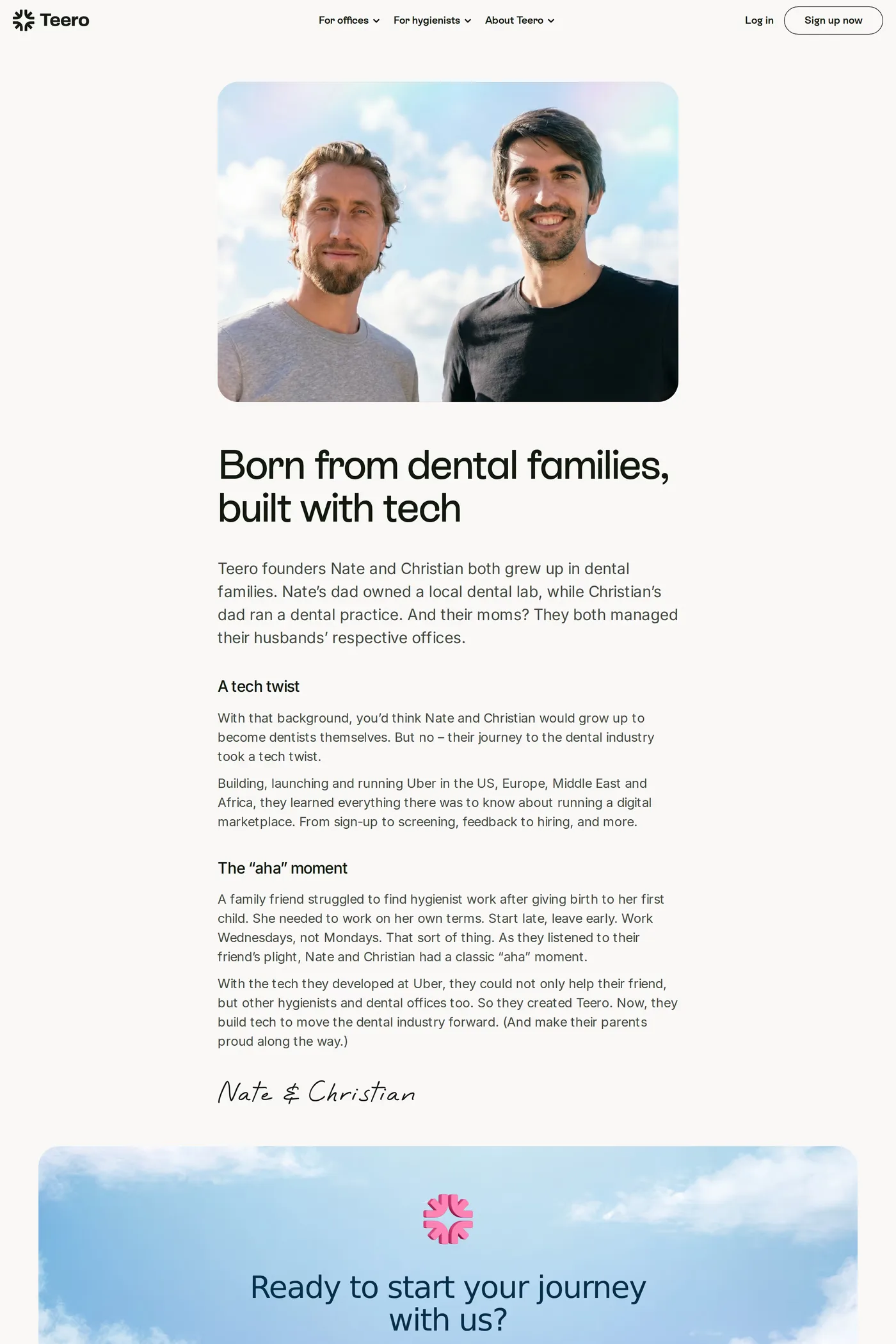Teero — screenshot of the about page
