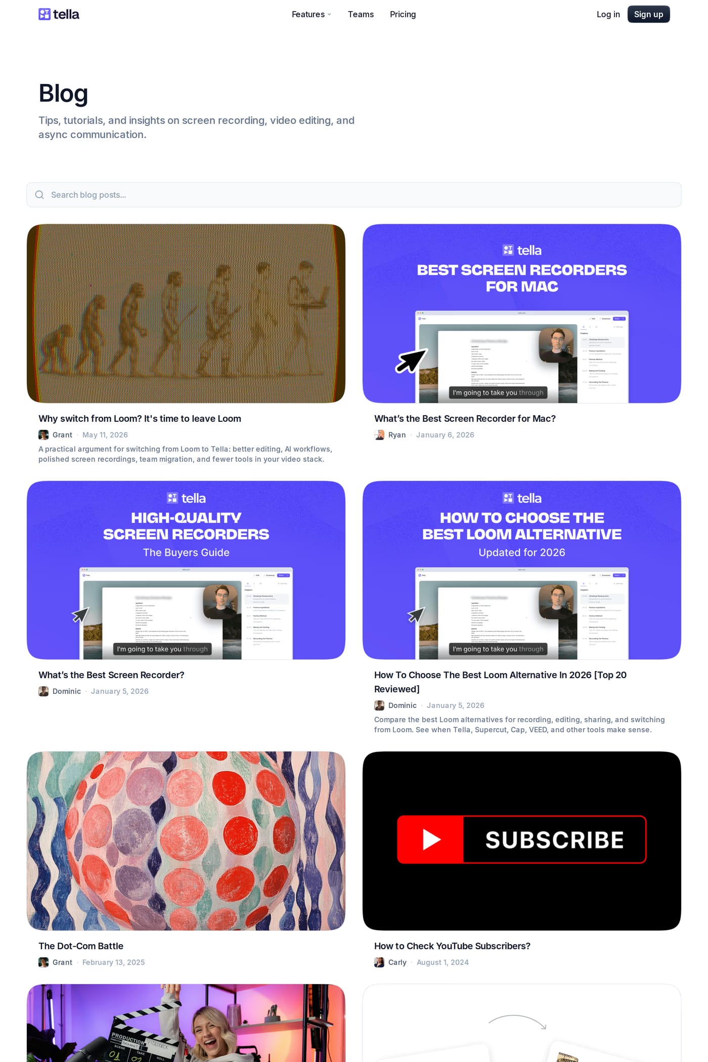 Tella blog page