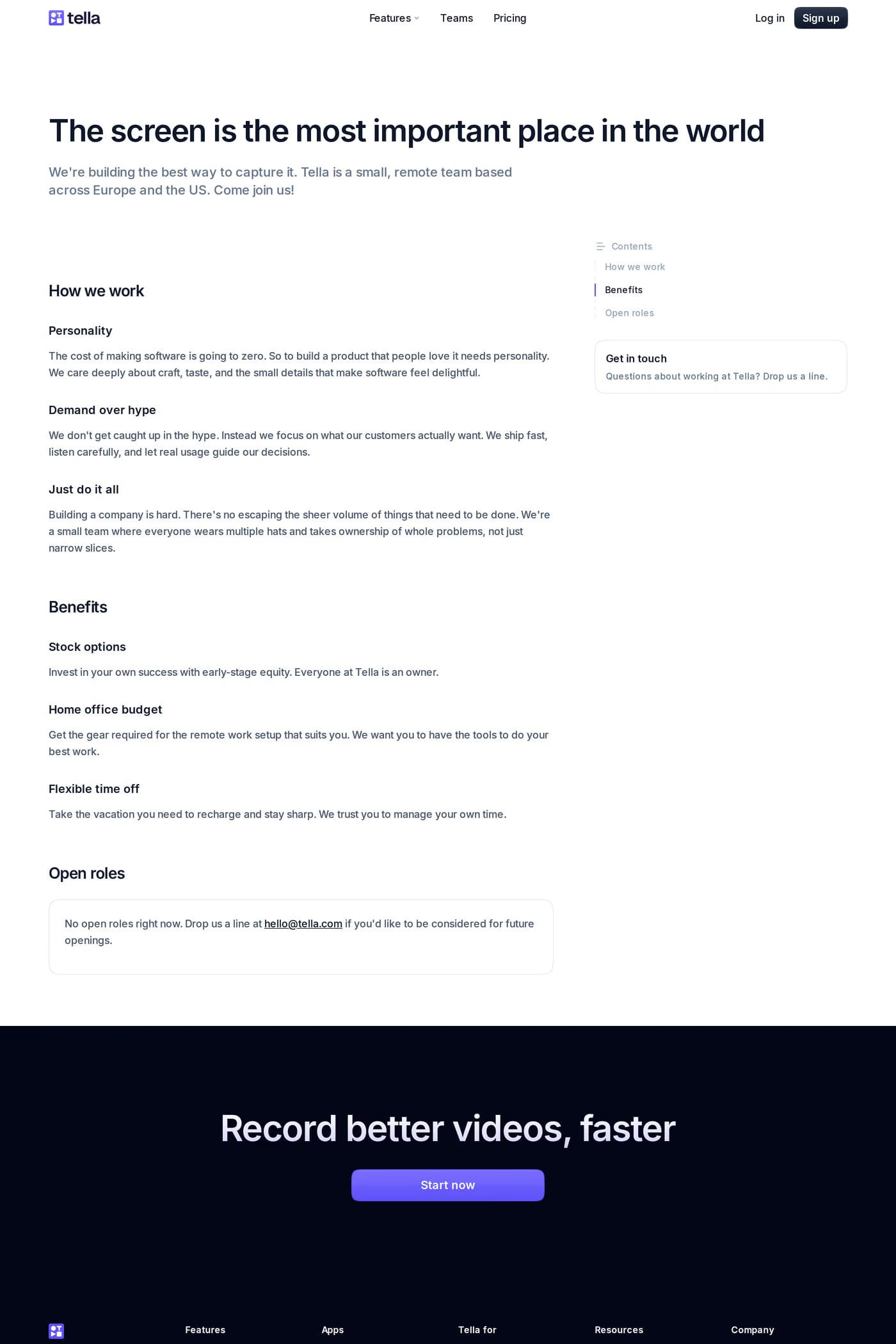 Tella careers page