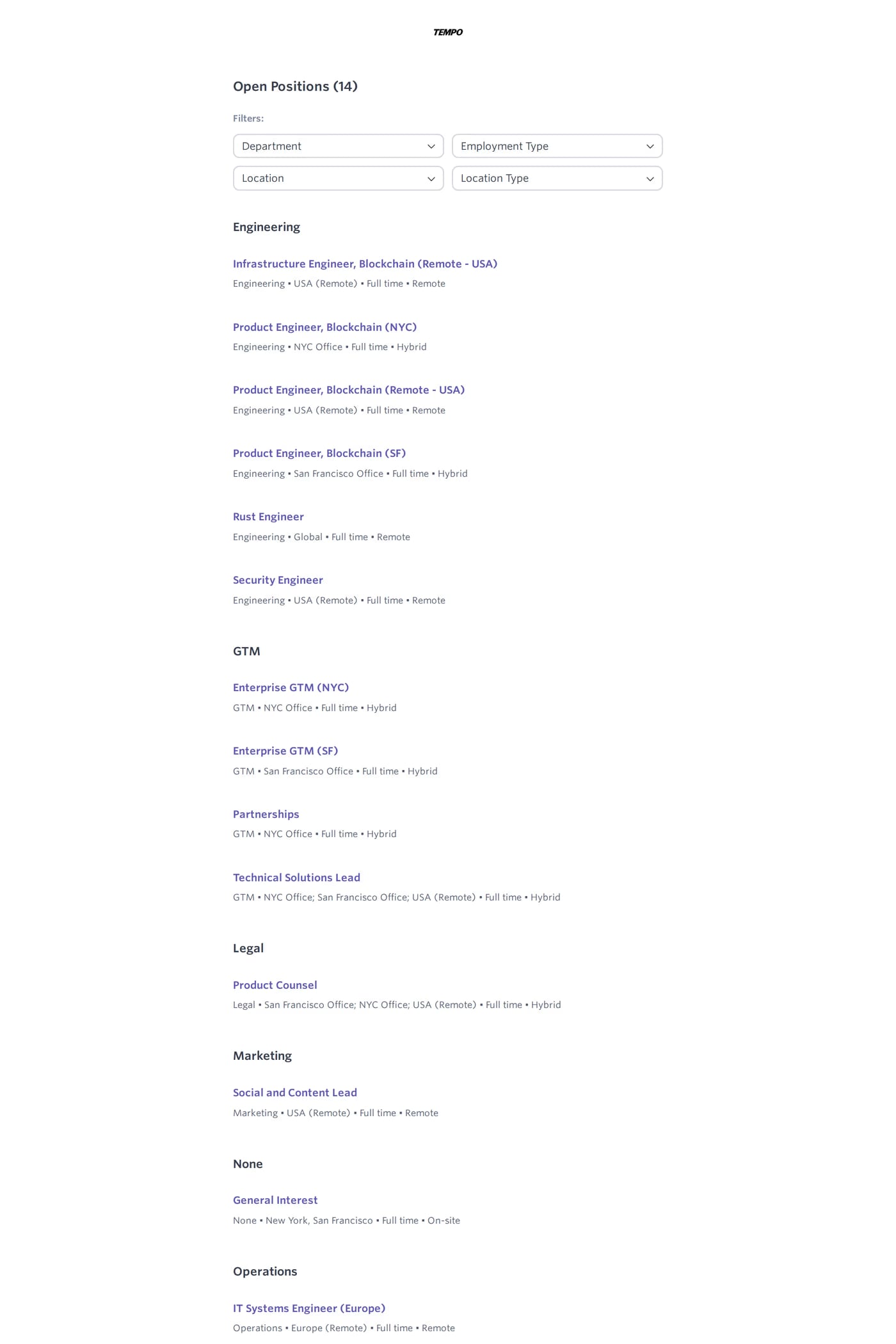 Tempo careers page