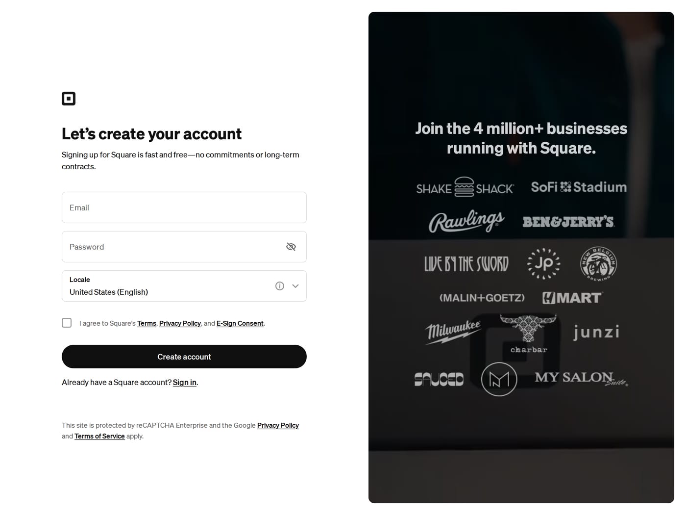 The Bottom Line sign up page