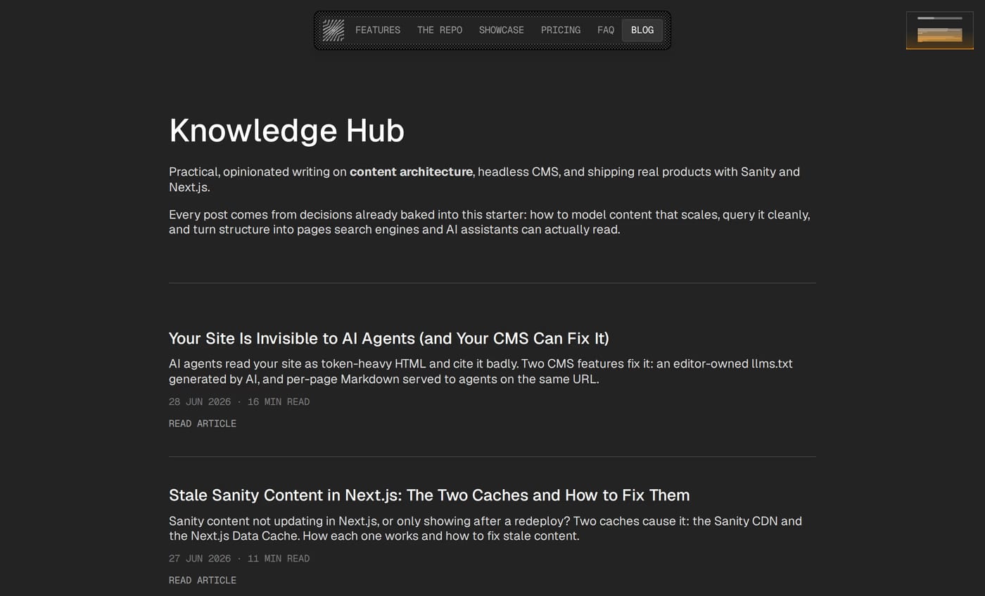 The Content Architecture blog page