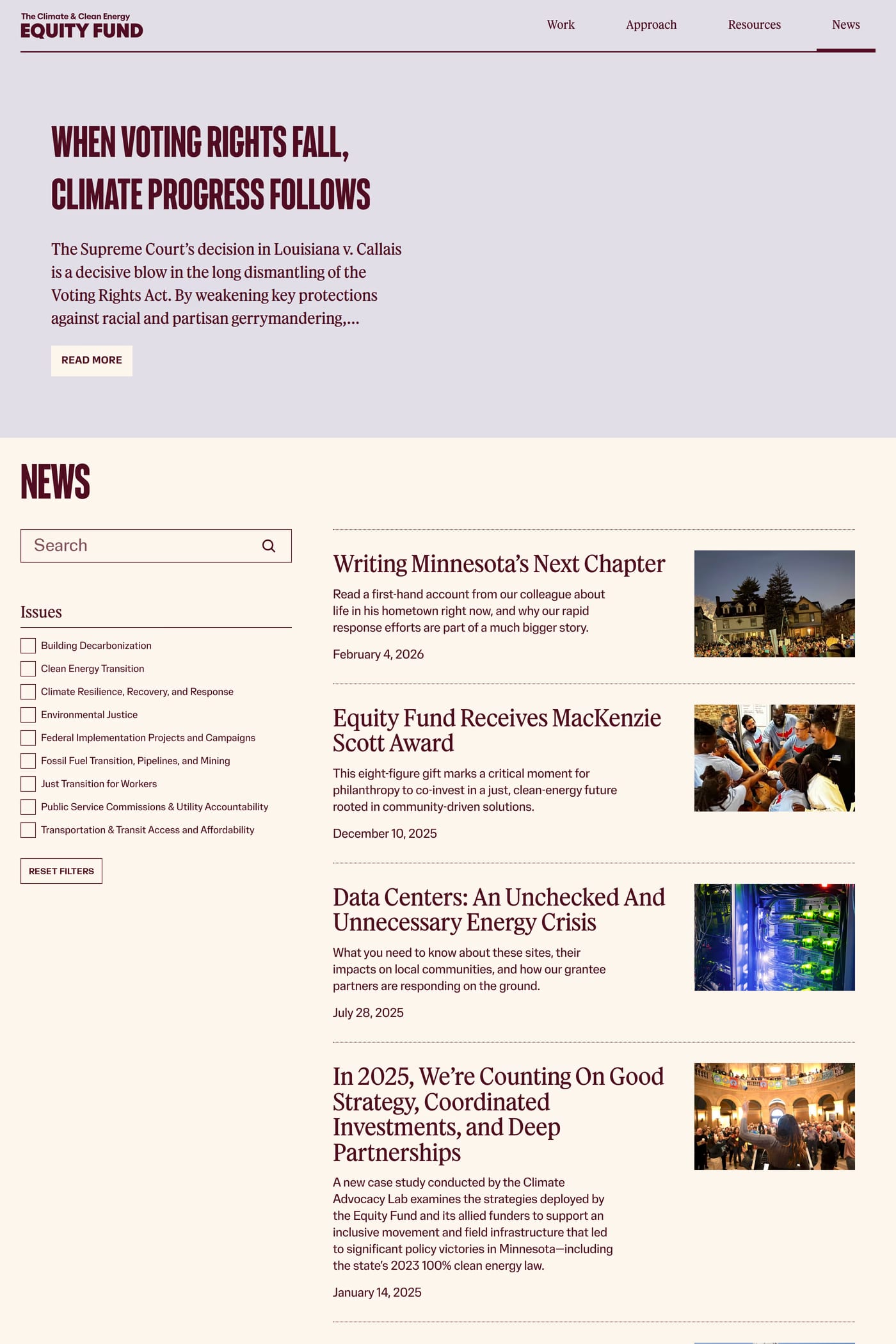The Equity Fund — screenshot of the blog page