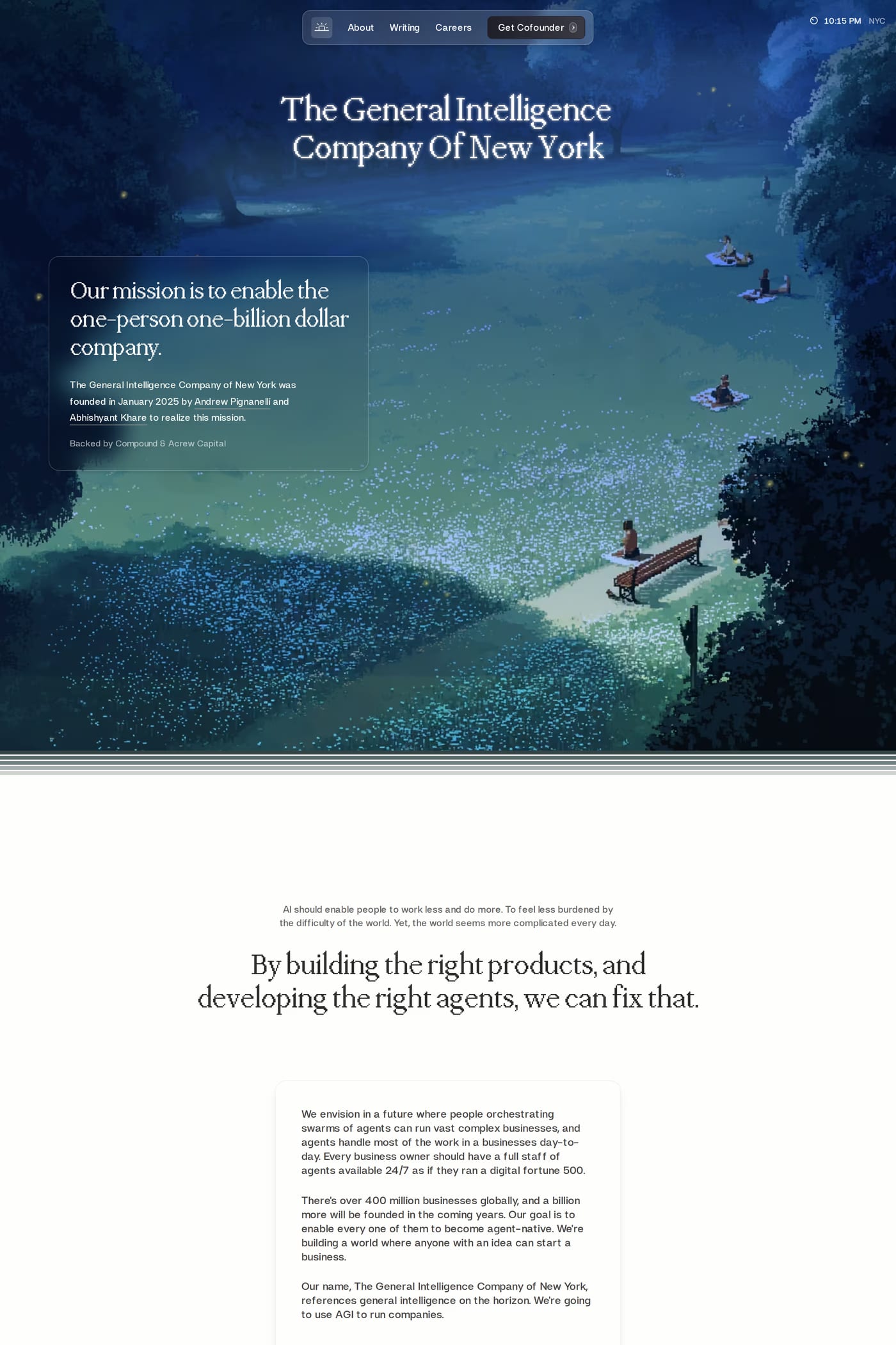 The General Intelligence Company about page