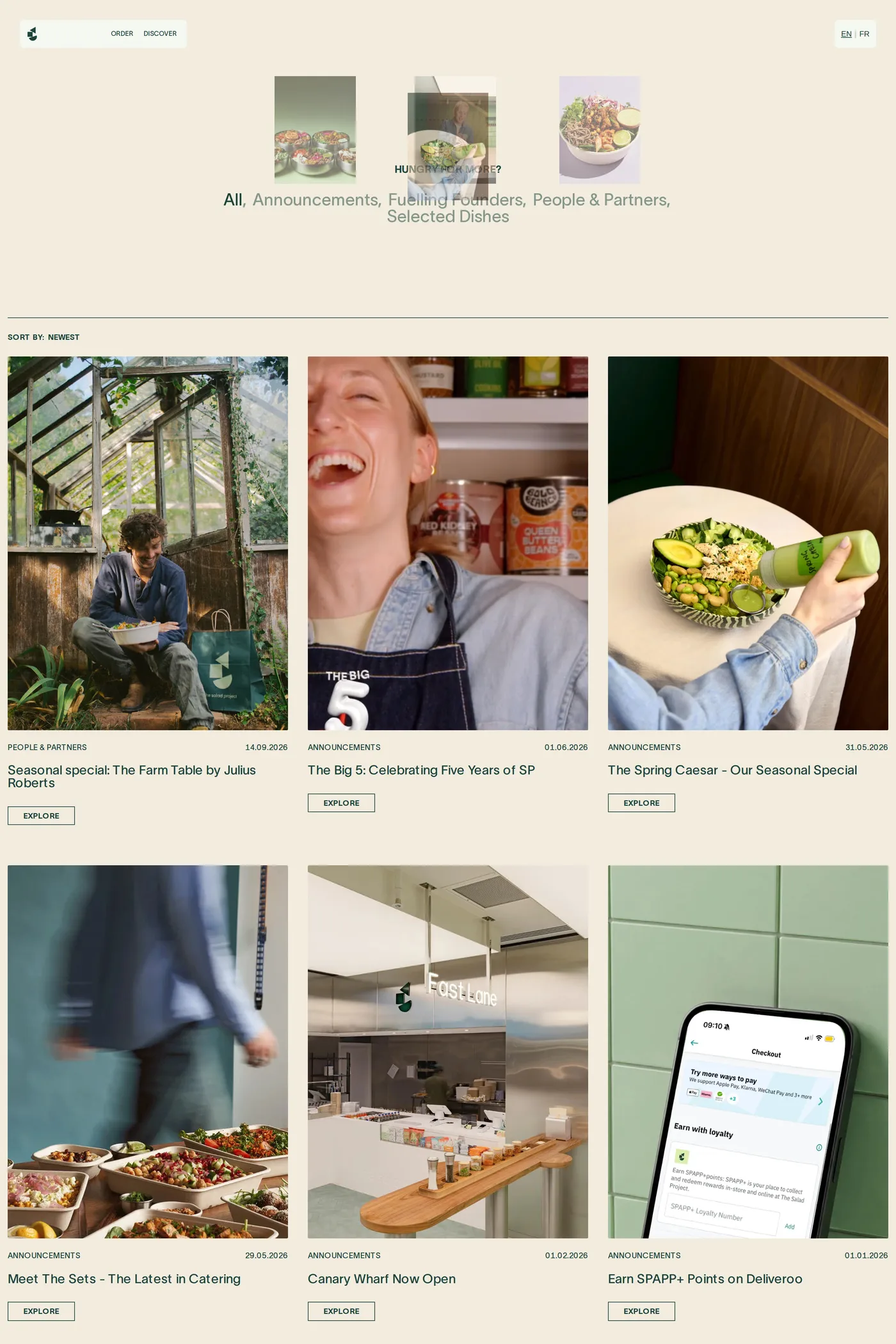The Salad Project — screenshot of the blog page