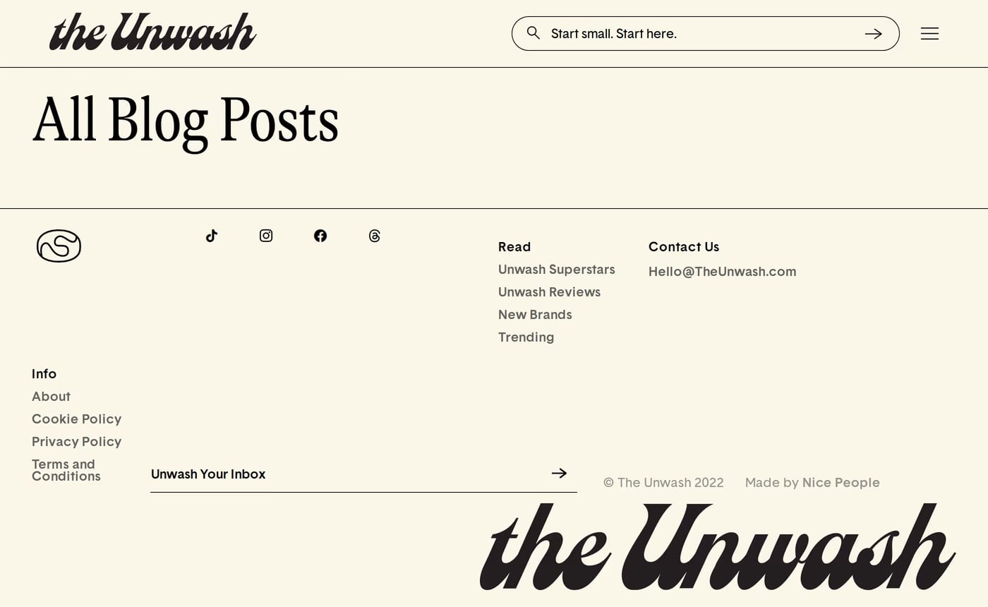 The Unwash blog page