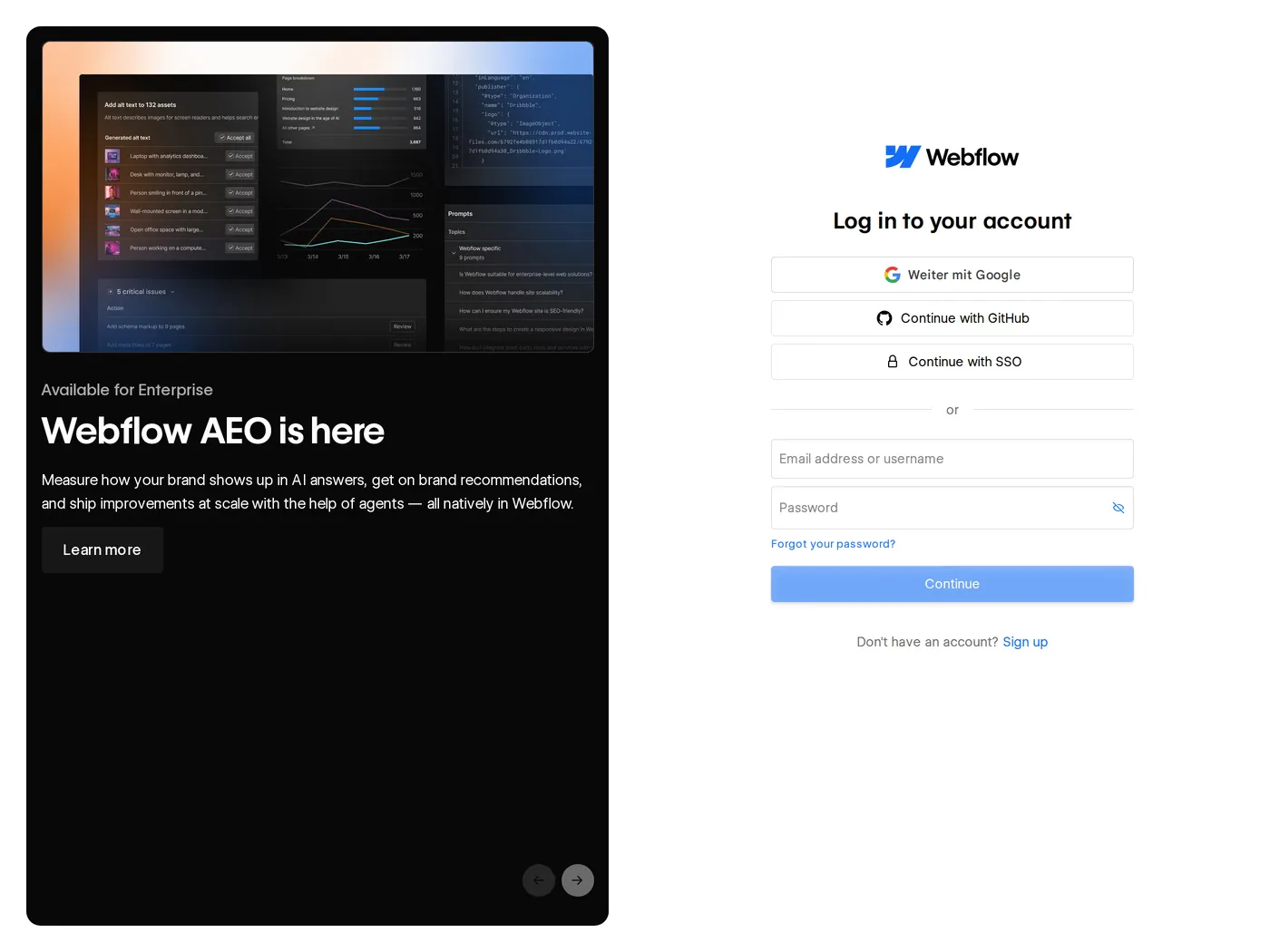 The Webflow Way — screenshot of the login page